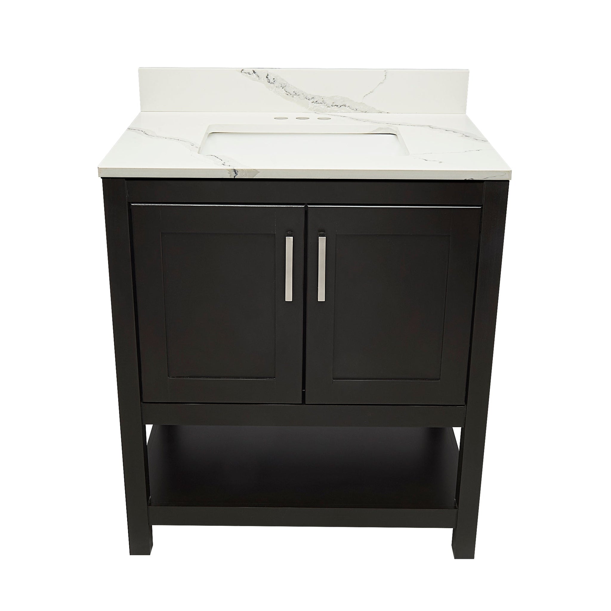 Ella's Bubbles, Ella's Bubbles Taos 31" Espresso Bathroom Vanity With Calacatta White Quartz Stone Top With Backsplash and Sink