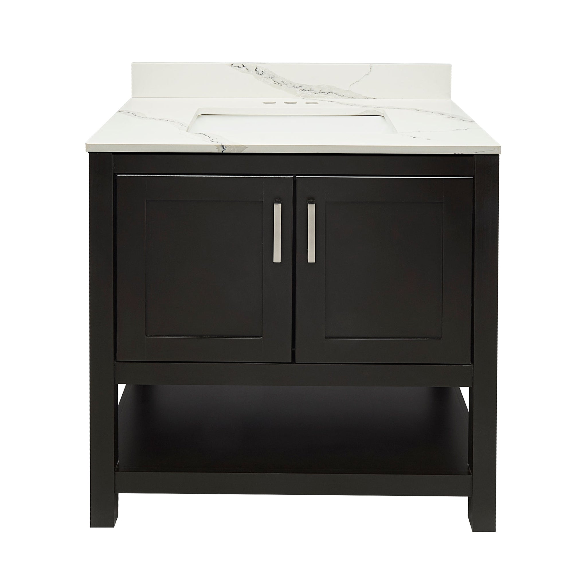 Ella's Bubbles, Ella's Bubbles Taos 31" Espresso Bathroom Vanity With Calacatta White Quartz Stone Top With Backsplash and Sink