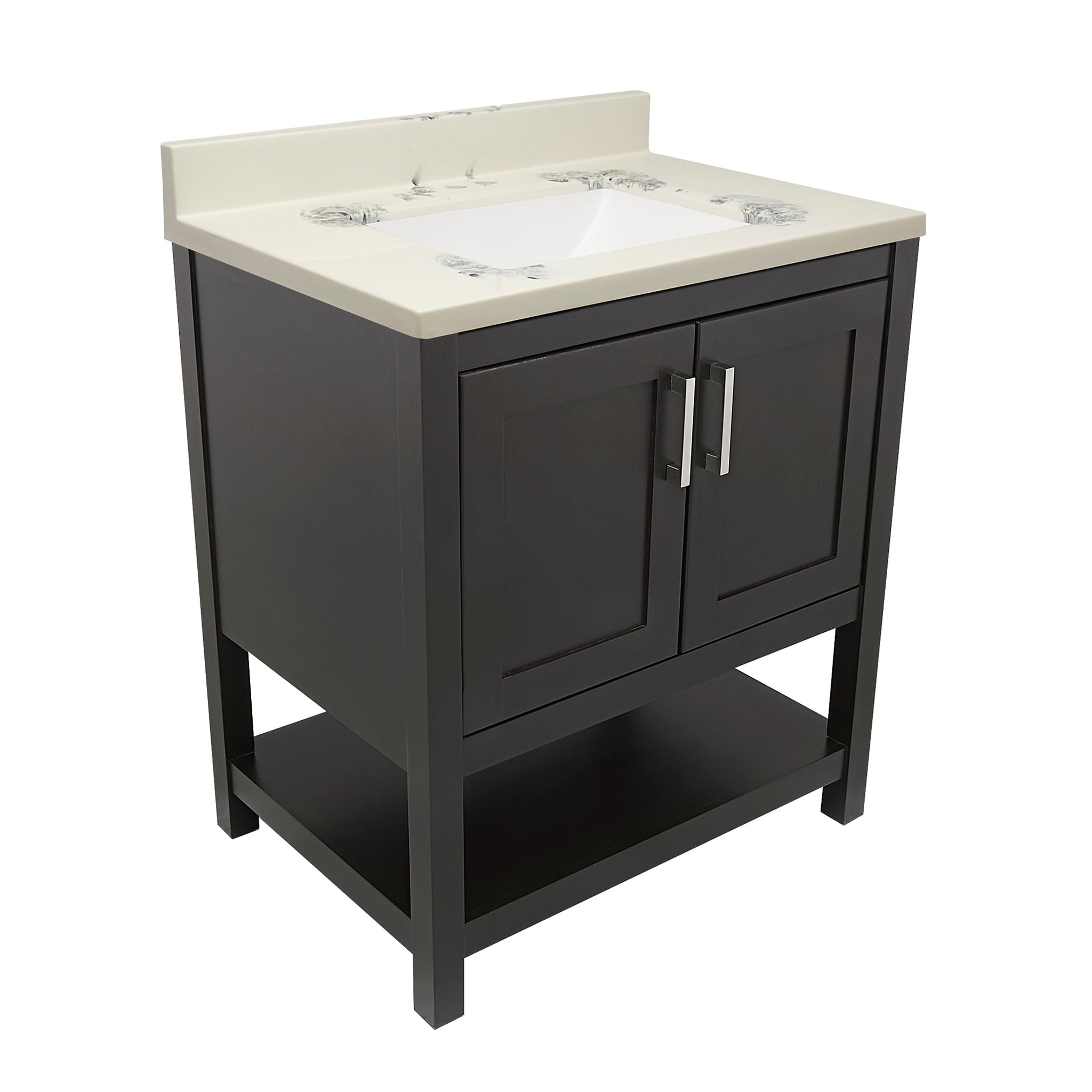 Ella's Bubbles, Ella's Bubbles Taos 31" Espresso Bathroom Vanity With Carrara White Cultured Marble Top With Backsplash and Sink