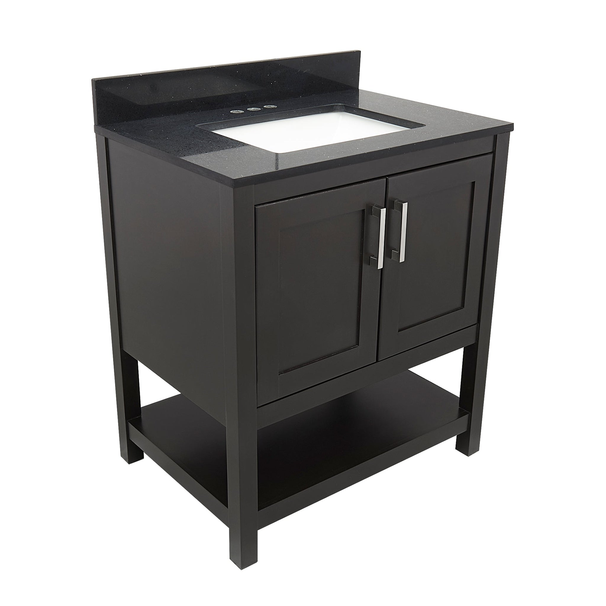 Ella's Bubbles, Ella's Bubbles Taos 31" Espresso Bathroom Vanity With Galaxy Black Quartz Stone Top With Backsplash and Sink