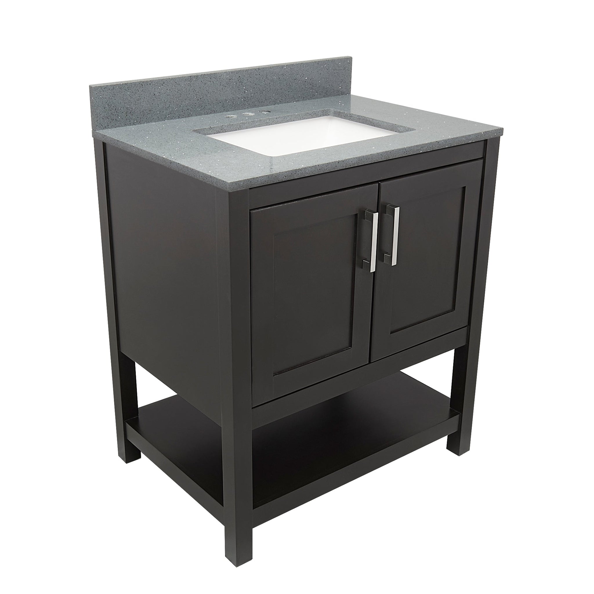 Ella's Bubbles, Ella's Bubbles Taos 31" Espresso Bathroom Vanity With Galaxy Gray Quartz Stone Top With Backsplash and Sink