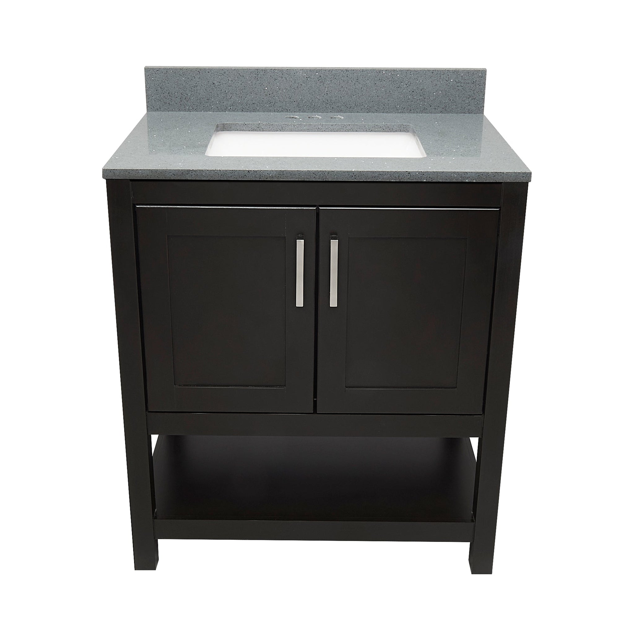 Ella's Bubbles, Ella's Bubbles Taos 31" Espresso Bathroom Vanity With Galaxy Gray Quartz Stone Top With Backsplash and Sink