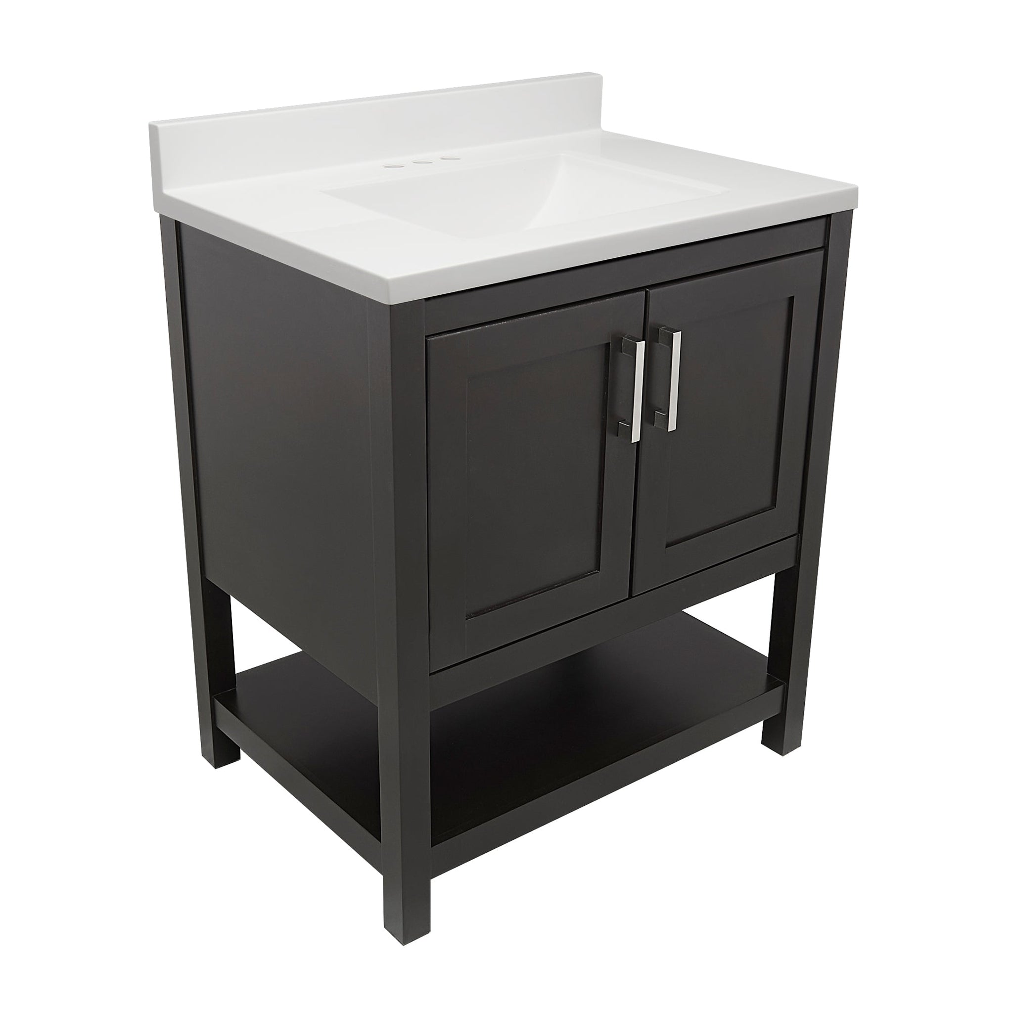 Ella's Bubbles, Ella's Bubbles Taos 31" Espresso Bathroom Vanity With White Cultured Marble Top With Backsplash and Sink