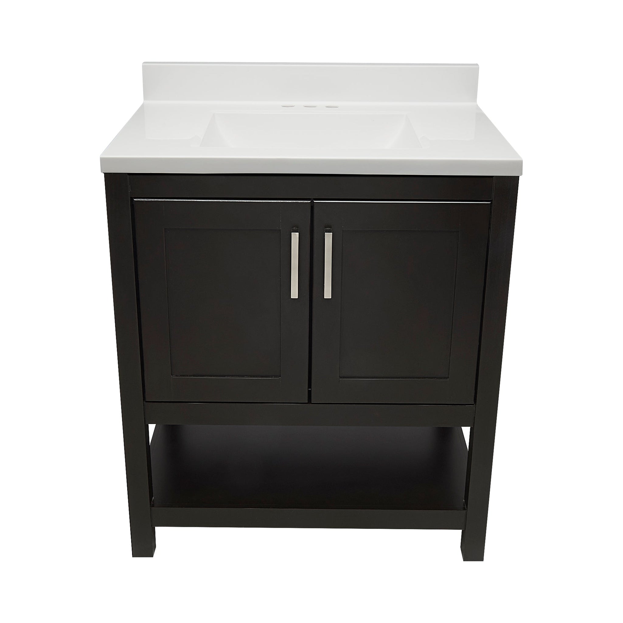 Ella's Bubbles, Ella's Bubbles Taos 31" Espresso Bathroom Vanity With White Cultured Marble Top With Backsplash and Sink