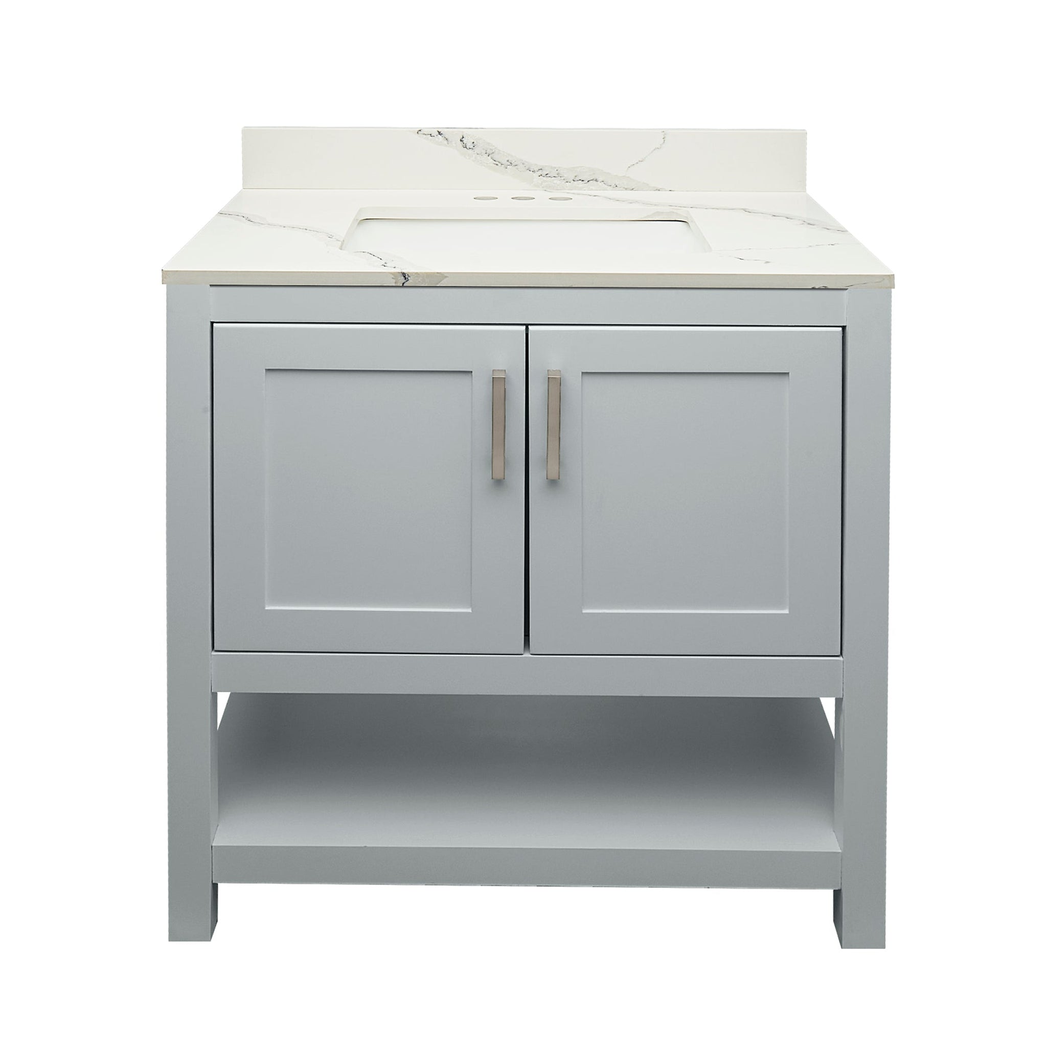 Ella's Bubbles, Ella's Bubbles Taos 31" Gray Bathroom Vanity With Calacatta White Quartz Stone Top With Backsplash and Sink