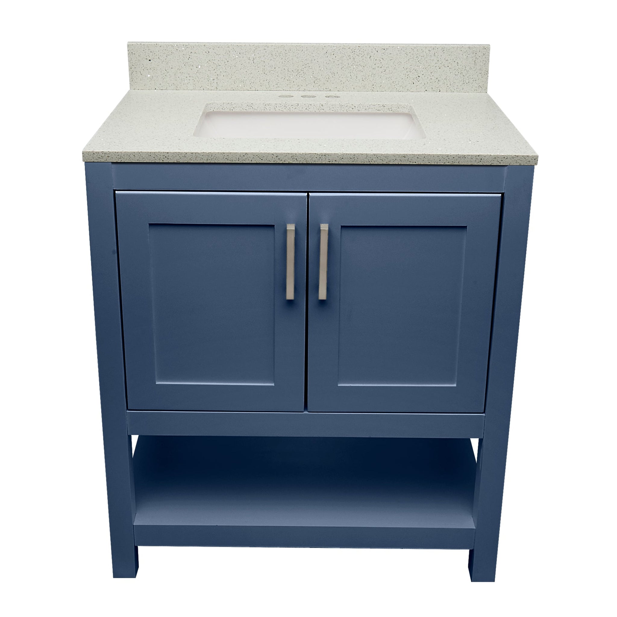 Ella's Bubbles, Ella's Bubbles Taos 31" Navy Blue Bathroom Vanity With Galaxy White Quartz Stone Top With Backsplash and Sink