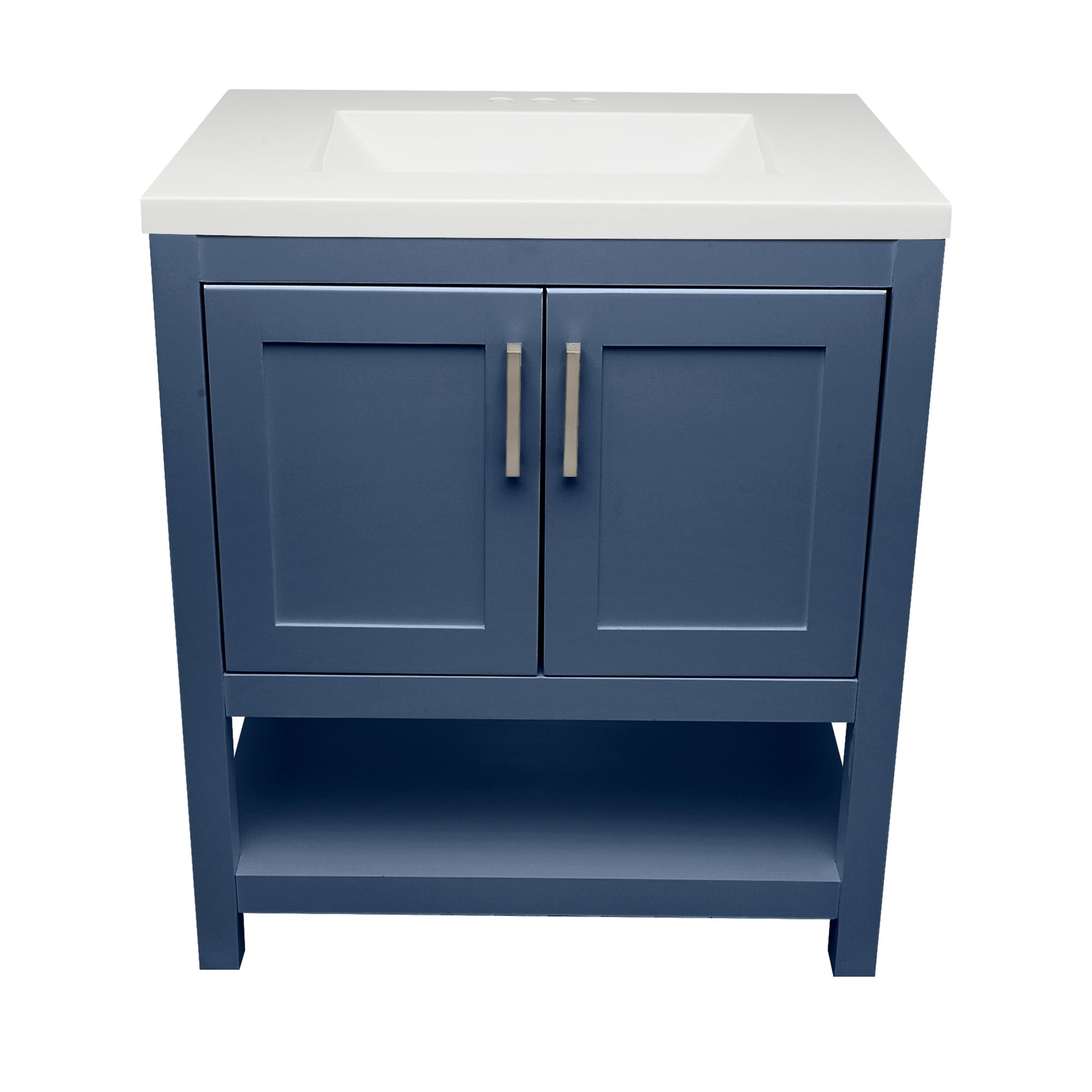 Ella's Bubbles, Ella's Bubbles Taos 31" Navy Blue Bathroom Vanity With White Cultured Marble Top and Sink