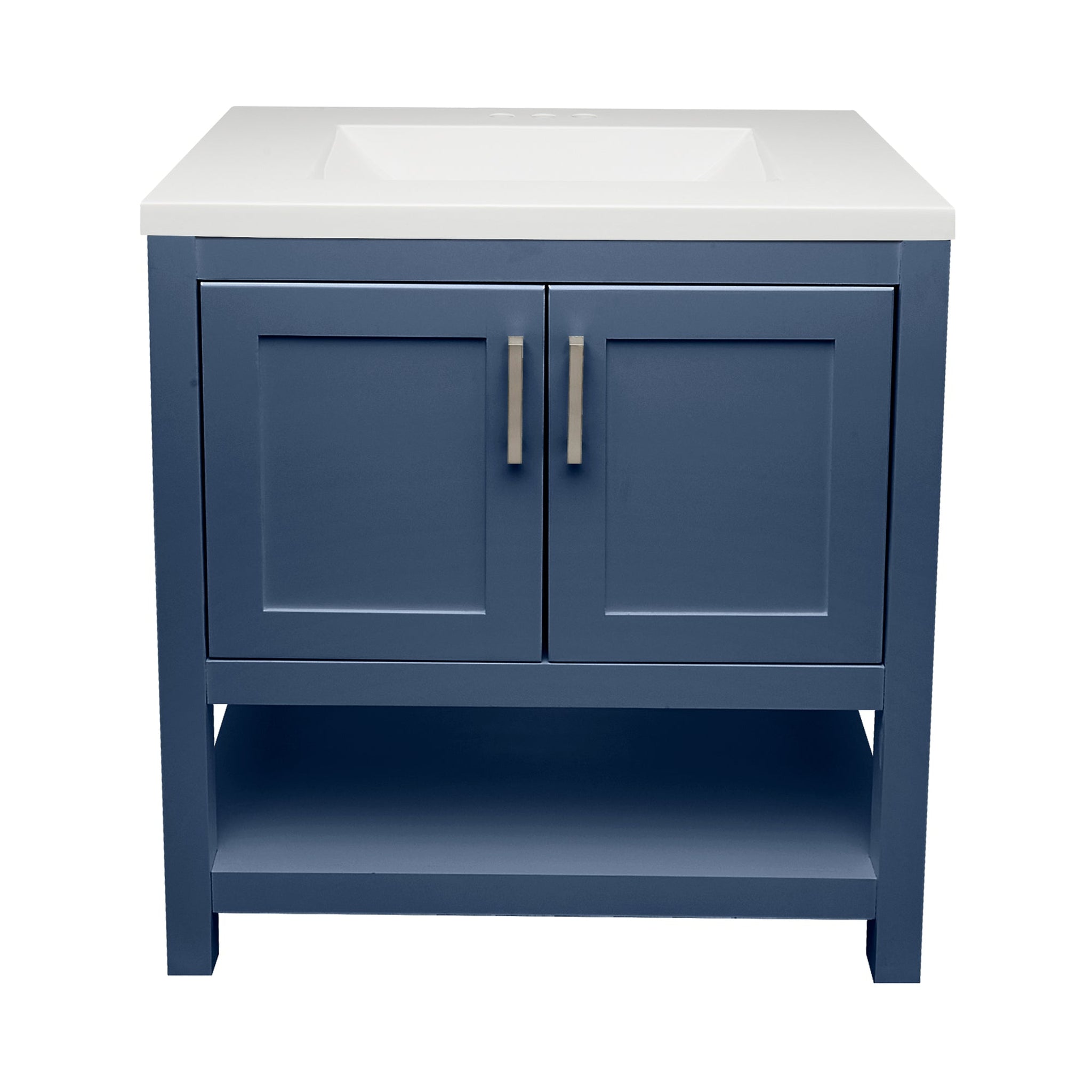 Ella's Bubbles, Ella's Bubbles Taos 31" Navy Blue Bathroom Vanity With White Cultured Marble Top and Sink