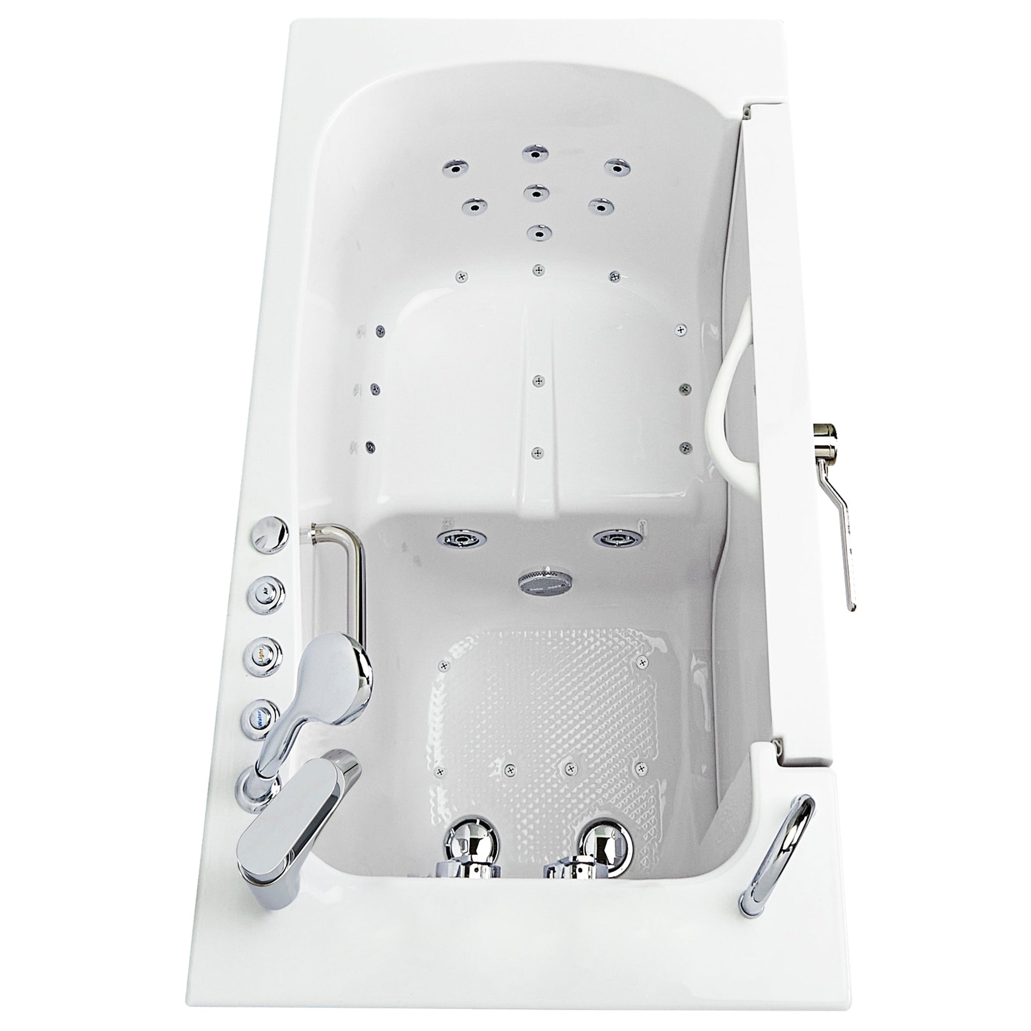 Ella's Bubbles, Ella's Bubbles Transfer 26" x 52" White Acrylic Air and Hydro Massage Walk-In Bathtub With 2-Piece Fast Fill Faucet, 2" Dual Drain and Left L-Shape Outswing Door