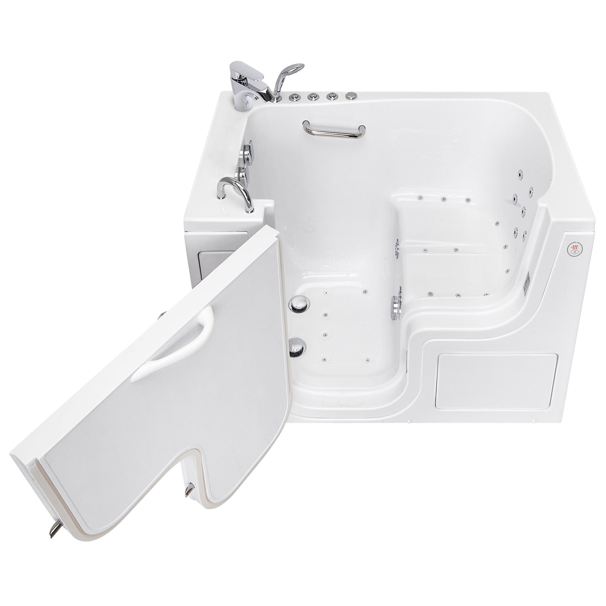 Ella's Bubbles, Ella's Bubbles Transfer 26" x 52" White Acrylic Air and Hydro Massage Walk-In Bathtub With 2-Piece Fast Fill Faucet, 2" Dual Drain and Left L-Shape Outswing Door