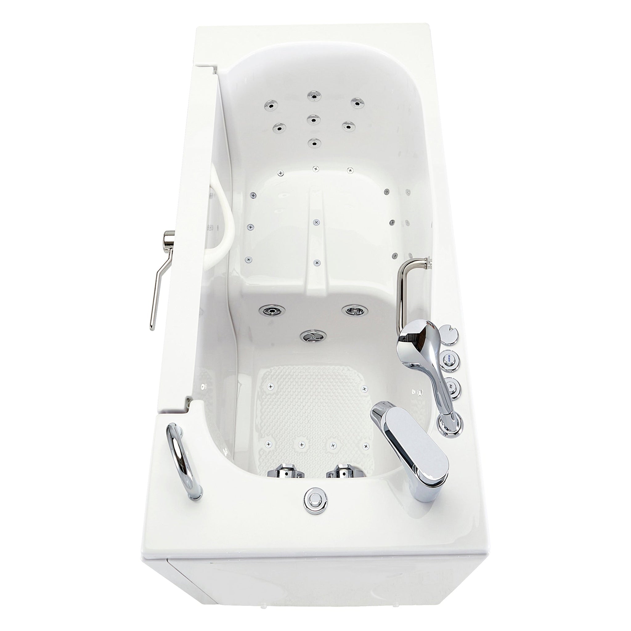 Ella's Bubbles, Ella's Bubbles Transfer 26" x 52" White Acrylic Air and Hydro Massage Walk-In Bathtub With 2-Piece Fast Fill Faucet, 2" Dual Drain and Right L-Shape Outswing Door