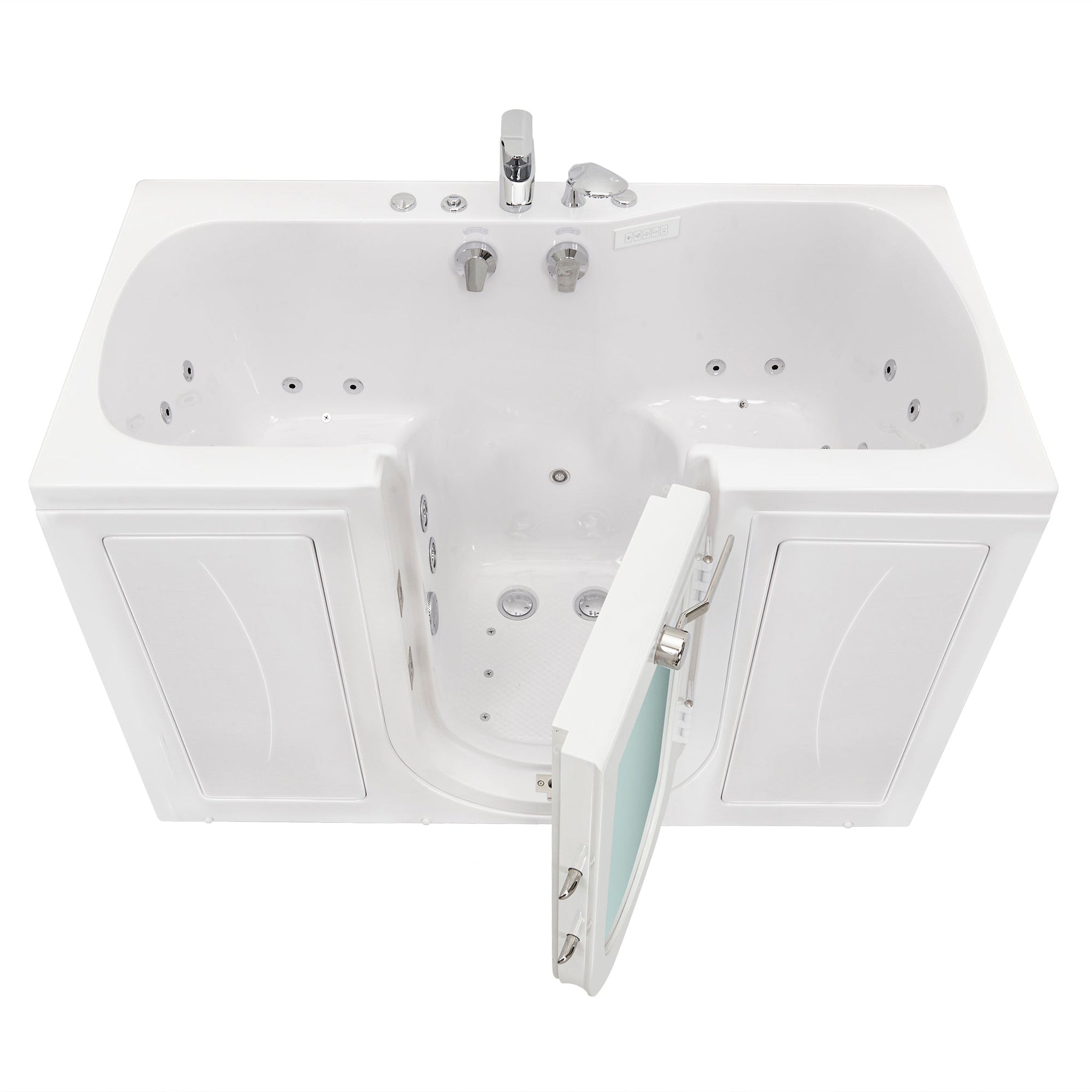 Ella's Bubbles, Ella's Bubbles Tub4Two 32" x 60" Two-Seated Hydro + Air Massage Walk-In Bathtub With Independent Foot Massage, 2-Piece Fast Fill Faucet, 2" Dual Drains and Right U-Shape Outswing Door