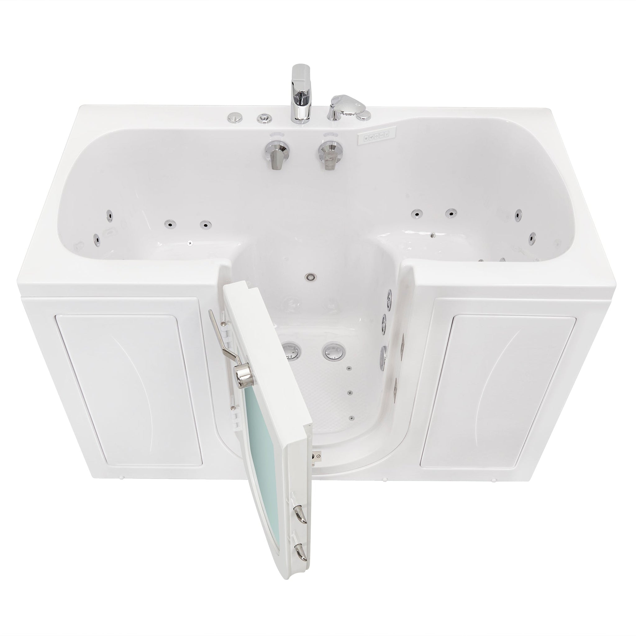 Ella's Bubbles, Ella's Bubbles Tub4Two 32" x 60" Two-Seated Hydro + Air Massage Walk in Bathtub With Independent Foot Massage, 2 Piece Fast Fill Faucet, 2" Dual Drains and Left U-Shape Outswing Door