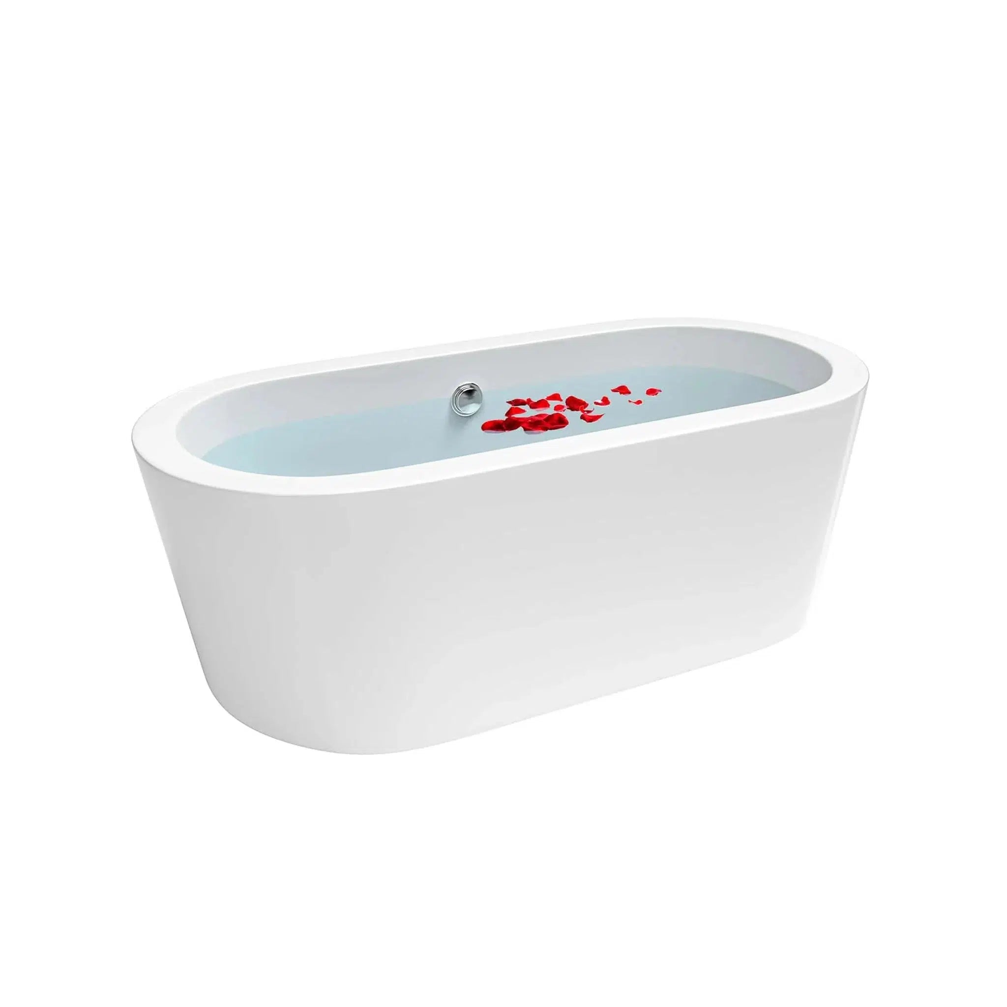 Empava, Empava 59" Glossy White Freestanding Oval Soaking Bathtub - 59FT1505