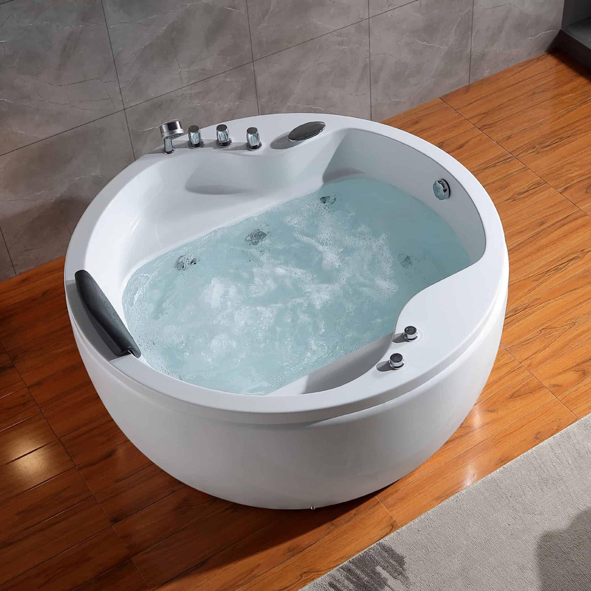 Empava, Empava 59" Japanese-Style Freestanding Round Whirlpool Bathtub