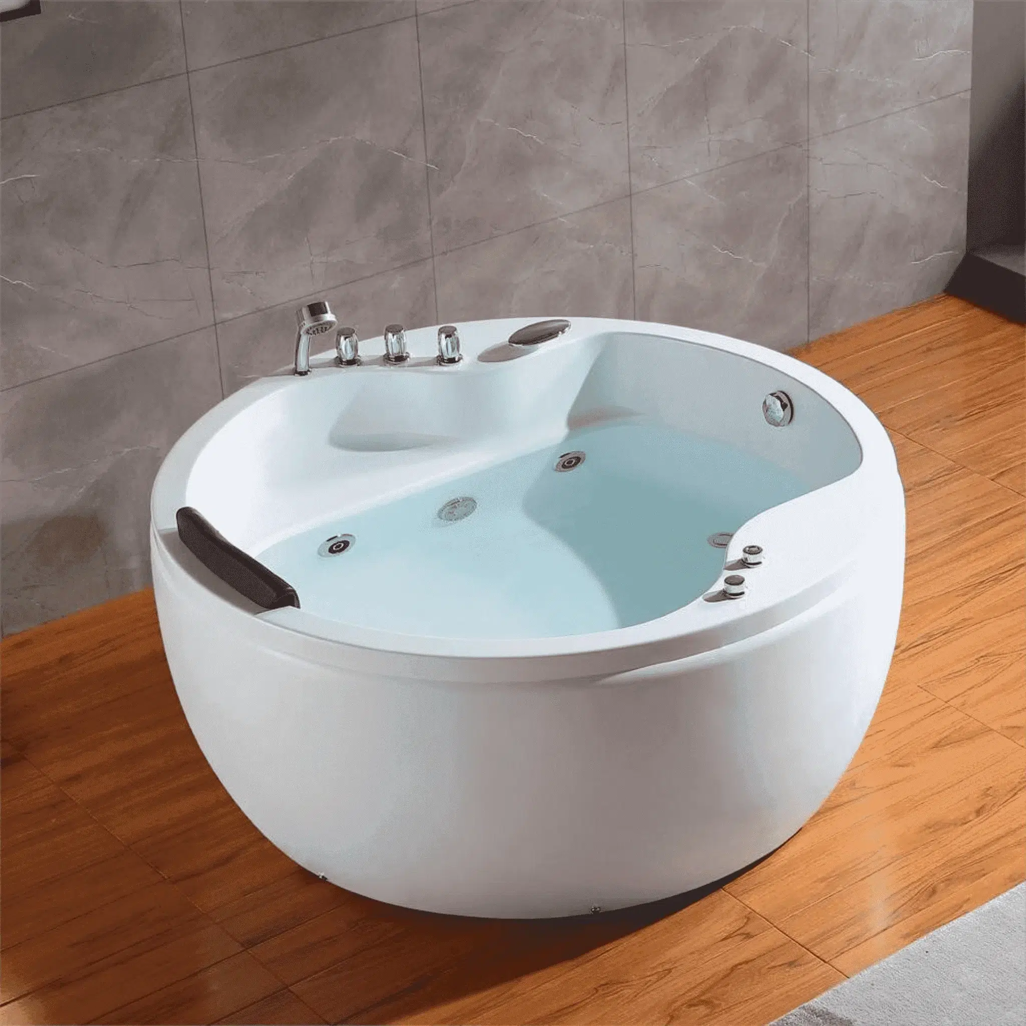 Empava, Empava 59" Japanese-Style Freestanding Round Whirlpool Bathtub