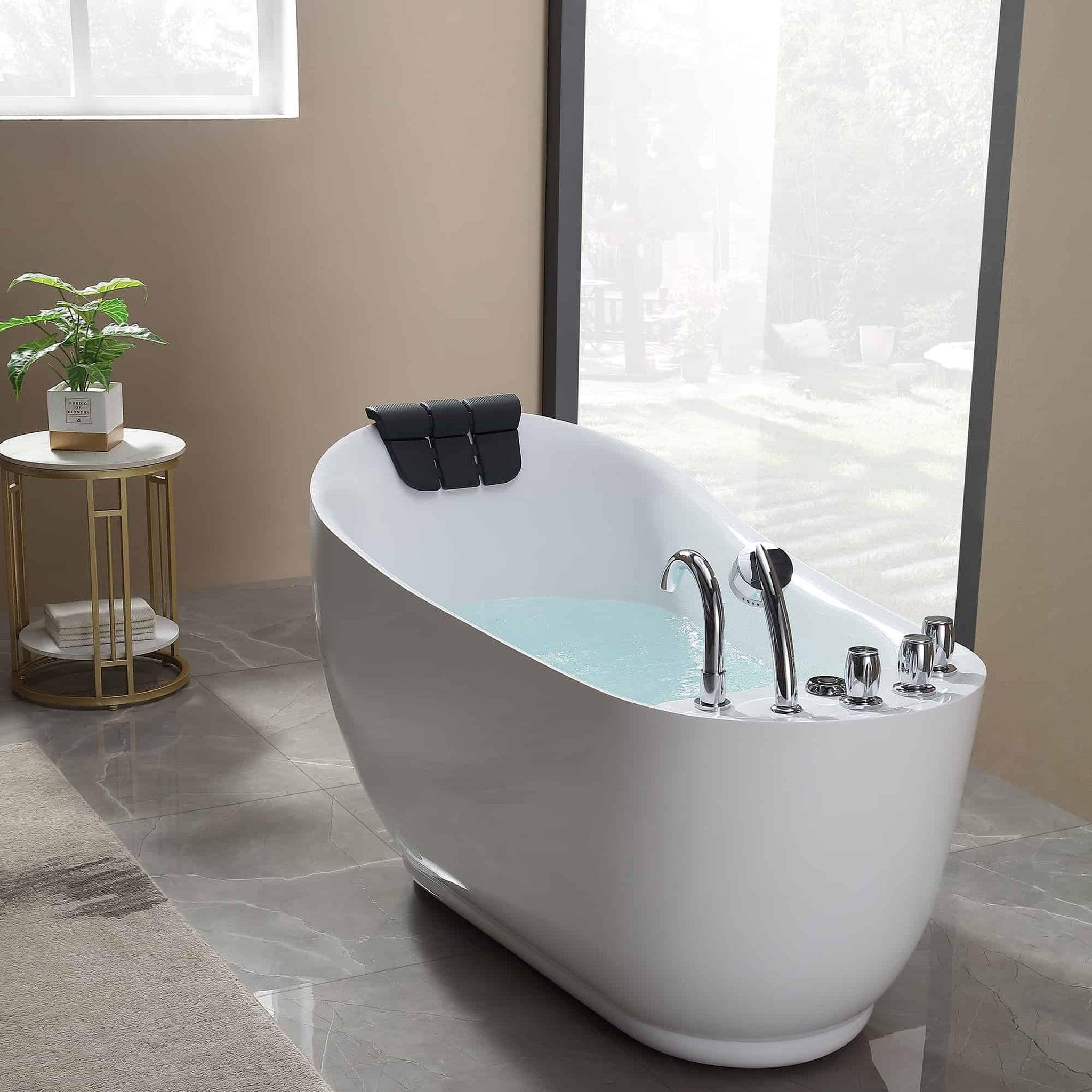 Empava, Empava 59" White Freestanding Oval Whirlpool Bathtub - 59AIS04