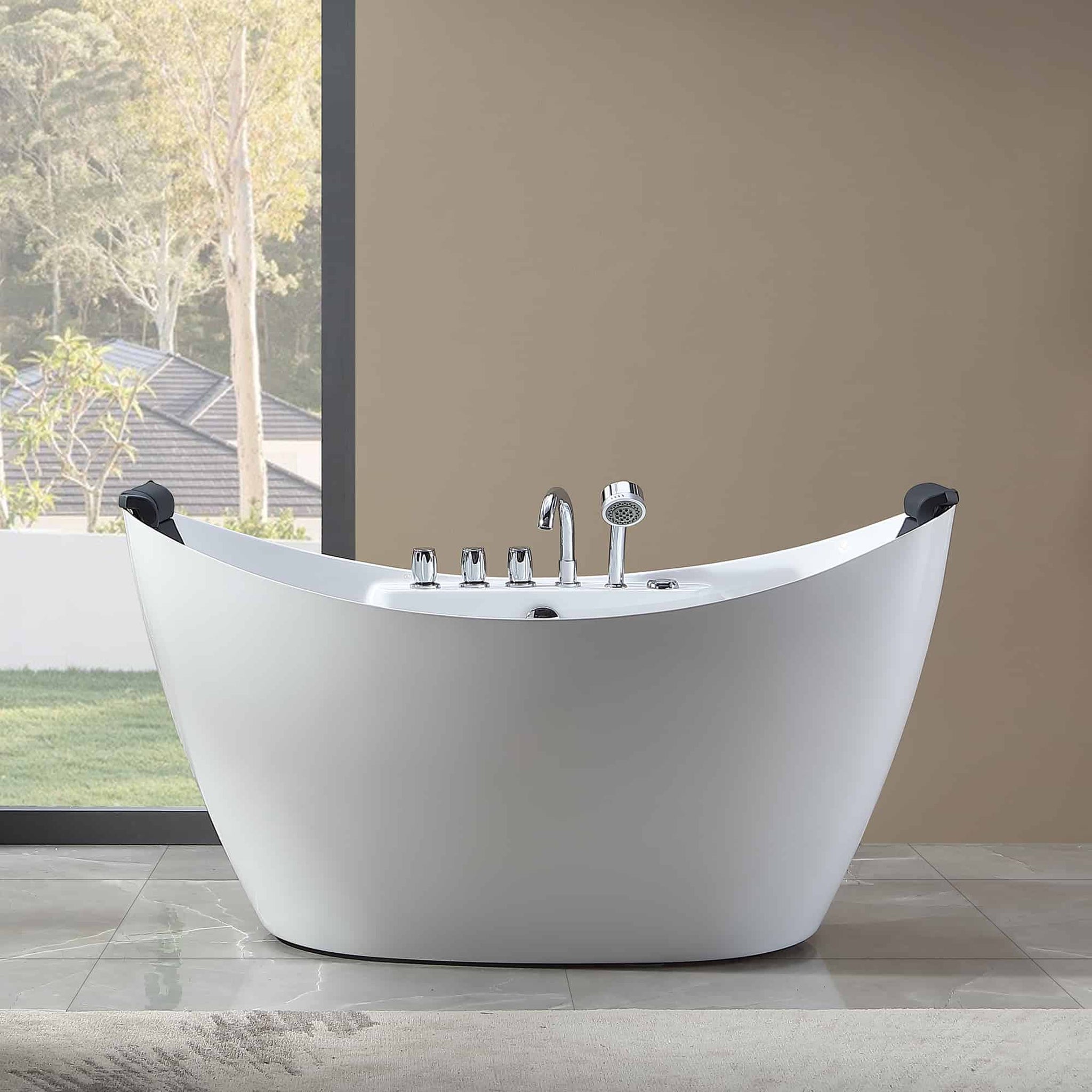 Empava, Empava 59" White Freestanding Oval Whirlpool Bathtub - 59AIS11