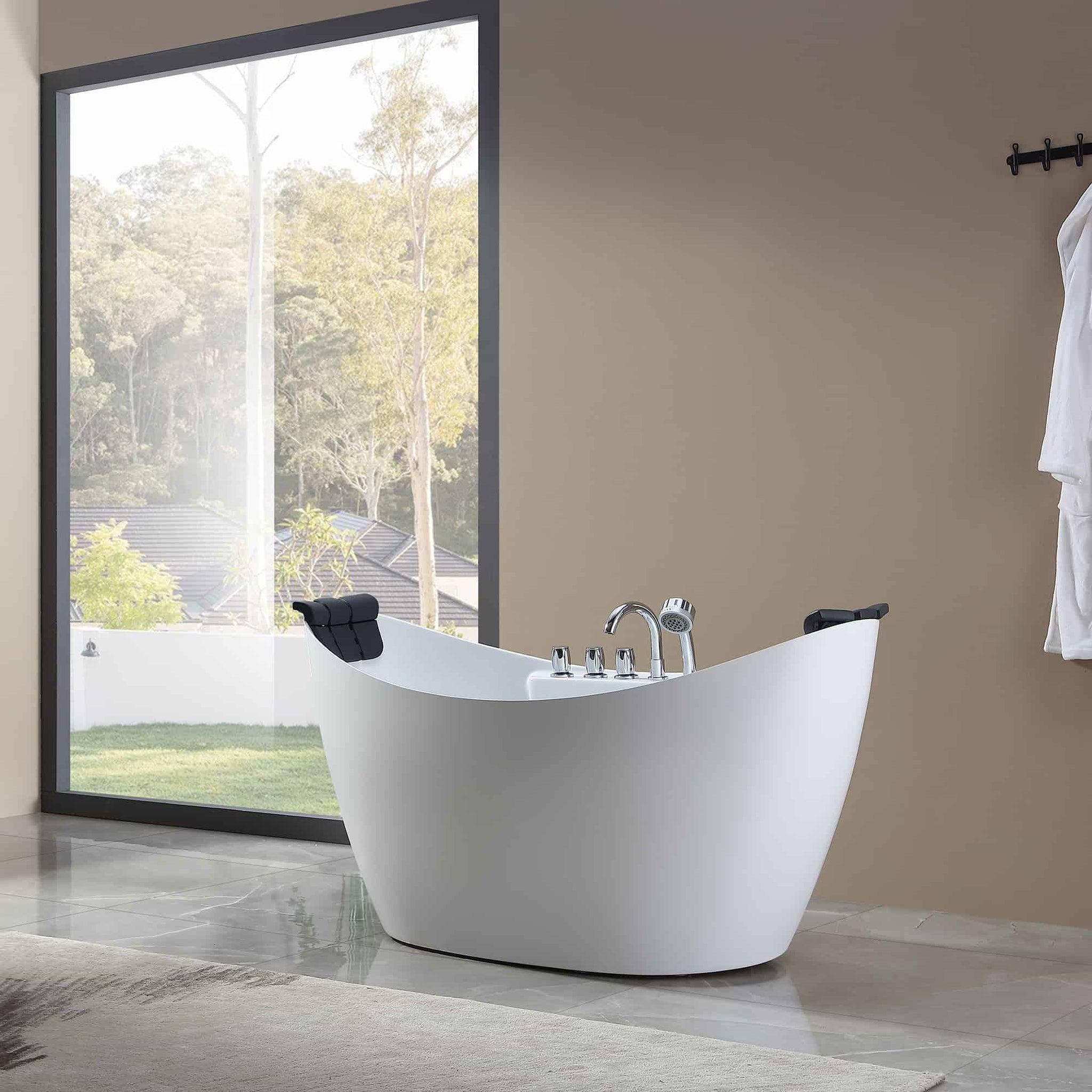 Empava, Empava 59" White Freestanding Oval Whirlpool Bathtub - 59AIS11