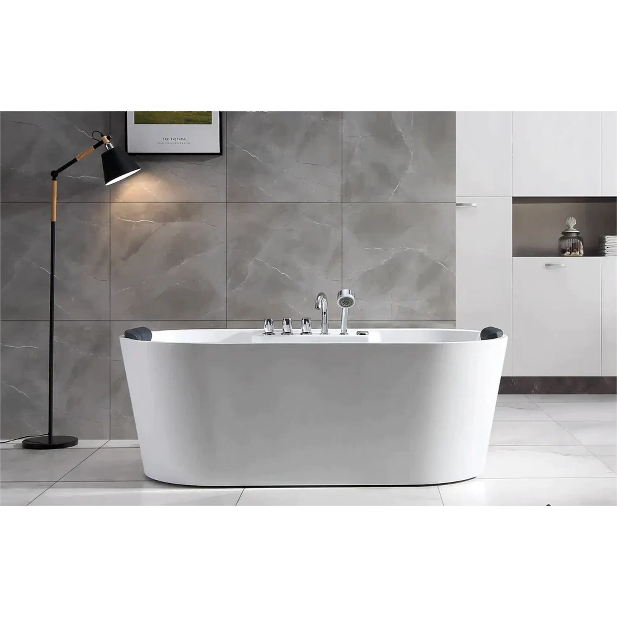 Empava, Empava 67" White Freestanding Oval Whirlpool Bathtub - 67AIS01