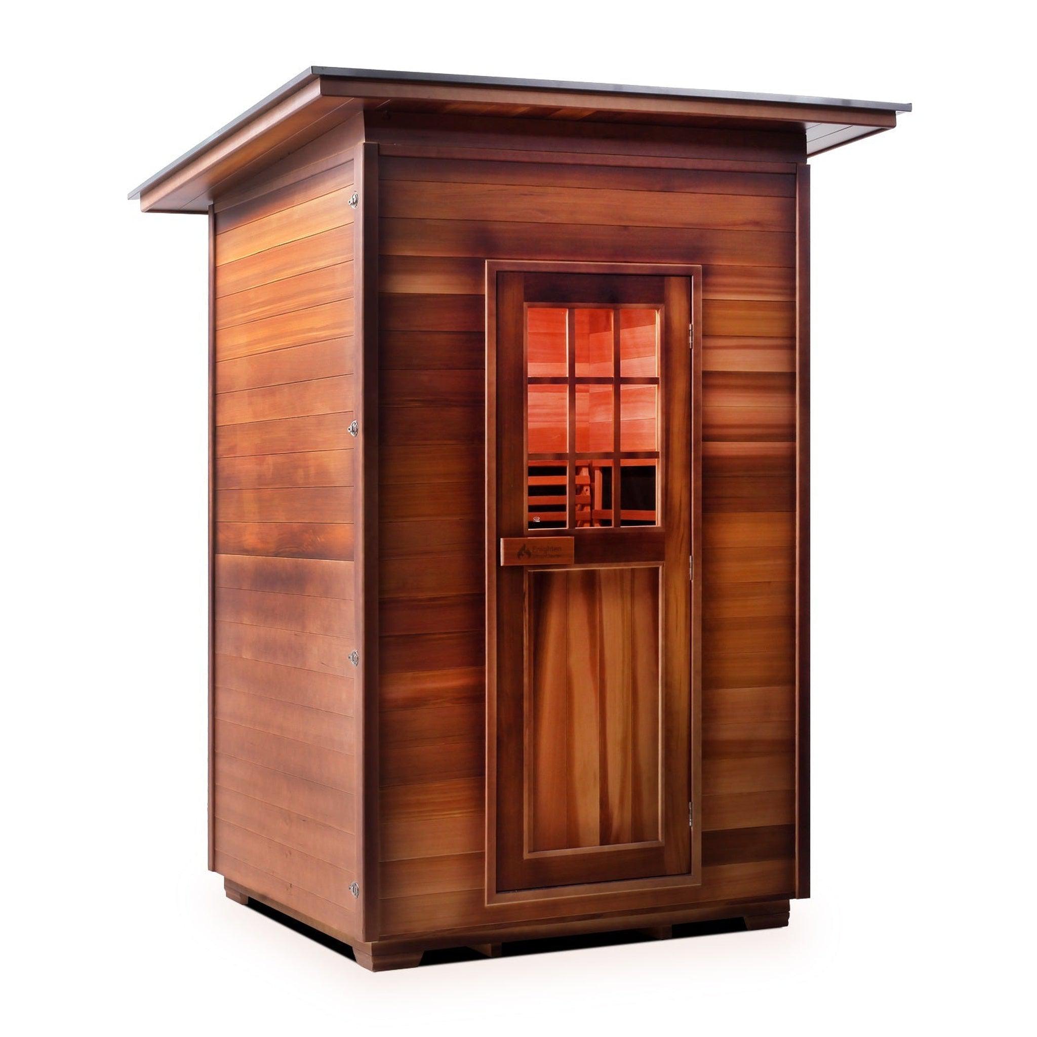 Enlighten Sauna, Enlighten InfraNature Duet Sapphire 2-Person Slope Roof Hybrid Infrared/Traditional Outdoor Sauna