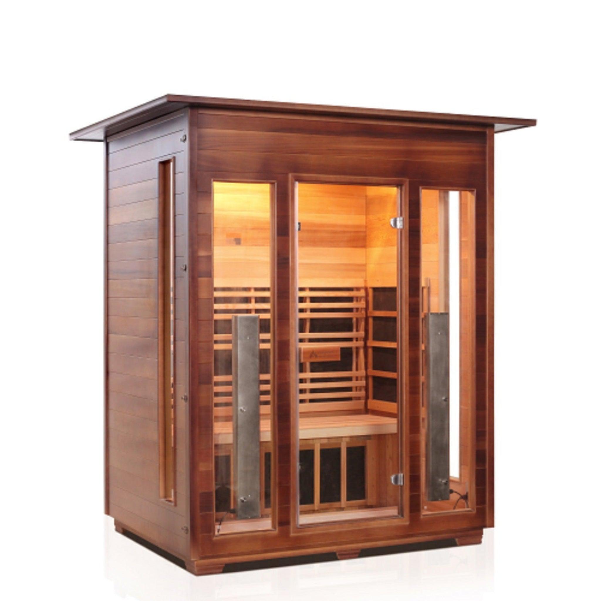 Enlighten Sauna, Enlighten InfraNature Original Rustic 3-Person Full Spectrum Infrared Indoor Sauna