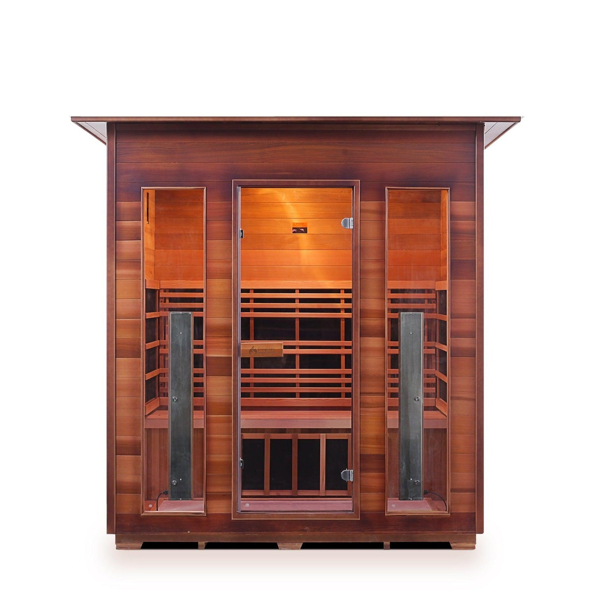 Enlighten Sauna, Enlighten InfraNature Original Rustic 4-Person Full Spectrum Infrared Indoor Sauna