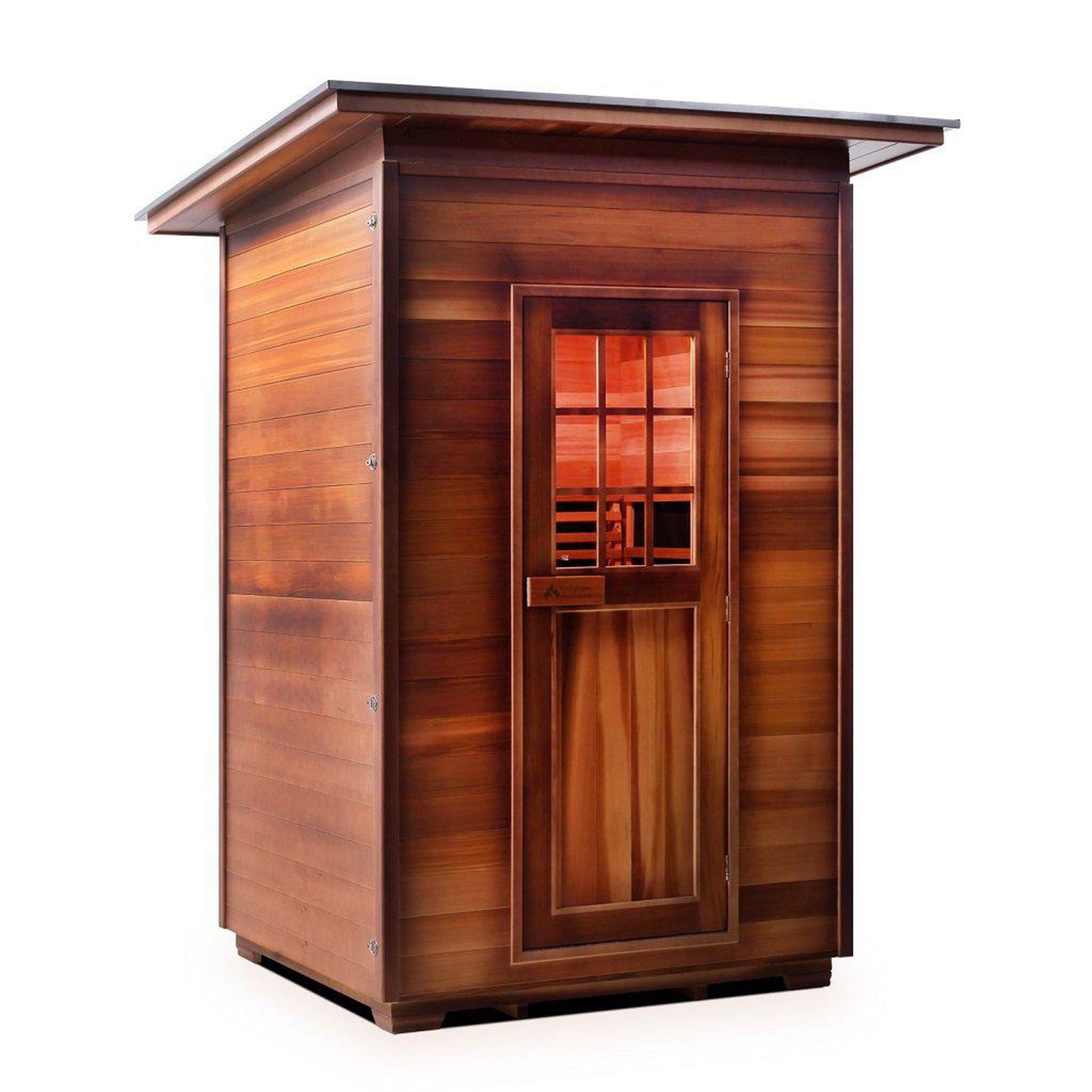 Enlighten Sauna, Enlighten InfraNature Original Sierra 2-Person Slope Roof Full Spectrum Infrared Outdoor Sauna