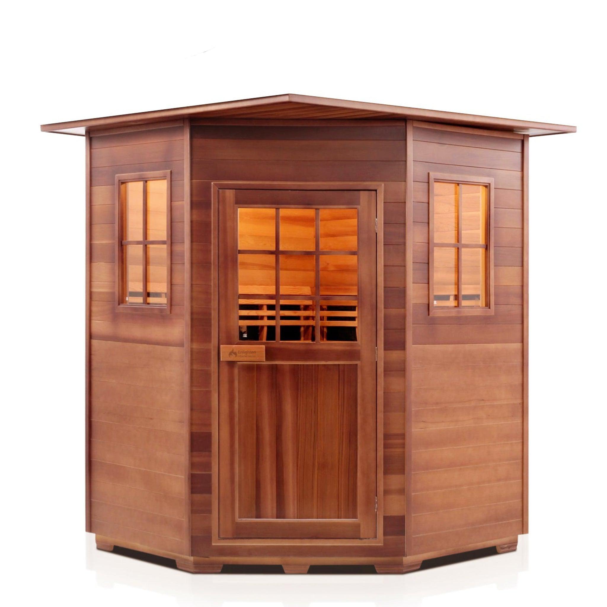 Enlighten Sauna, Enlighten InfraNature Original Sierra 4-Person Corner Full Spectrum Infrared Indoor Sauna