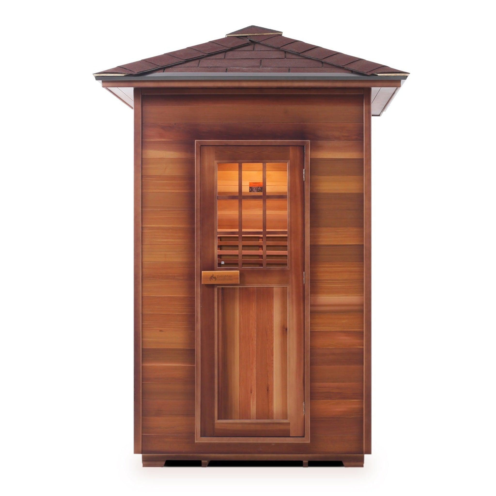 Enlighten Sauna, Enlighten SaunaTerra MoonLight 2-Person Peak Roof Dry Traditional Outdoor Sauna