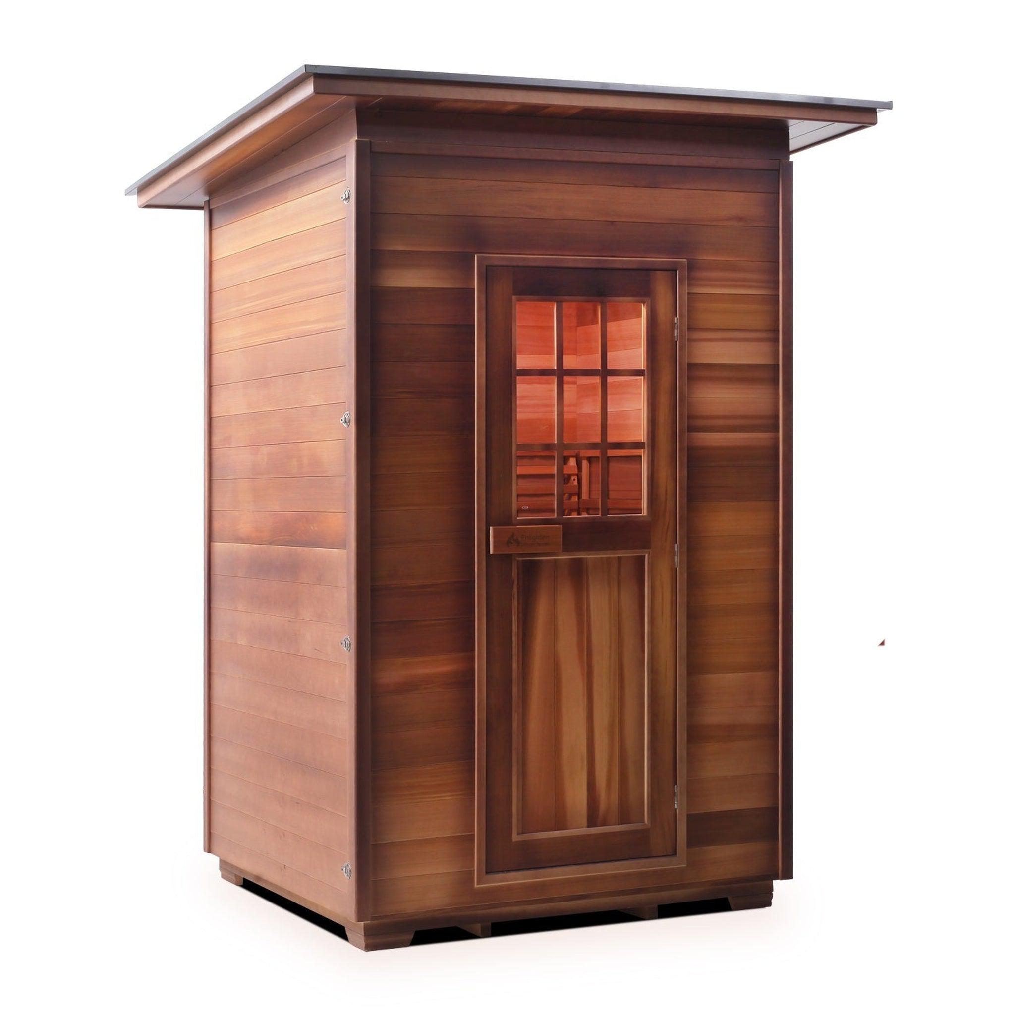 Enlighten Sauna, Enlighten SaunaTerra MoonLight 2-Person Slope Roof Dry Traditional Outdoor Sauna