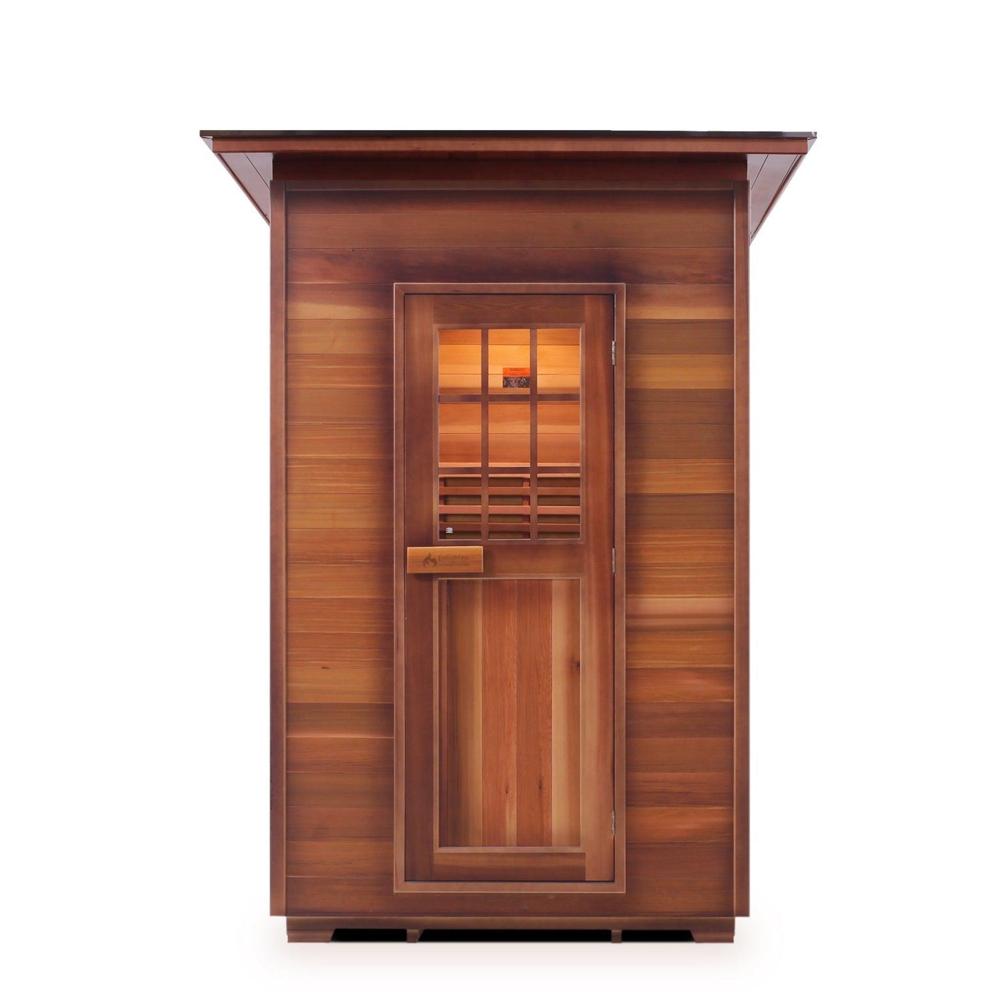 Enlighten Sauna, Enlighten SaunaTerra MoonLight 2-Person Slope Roof Dry Traditional Outdoor Sauna