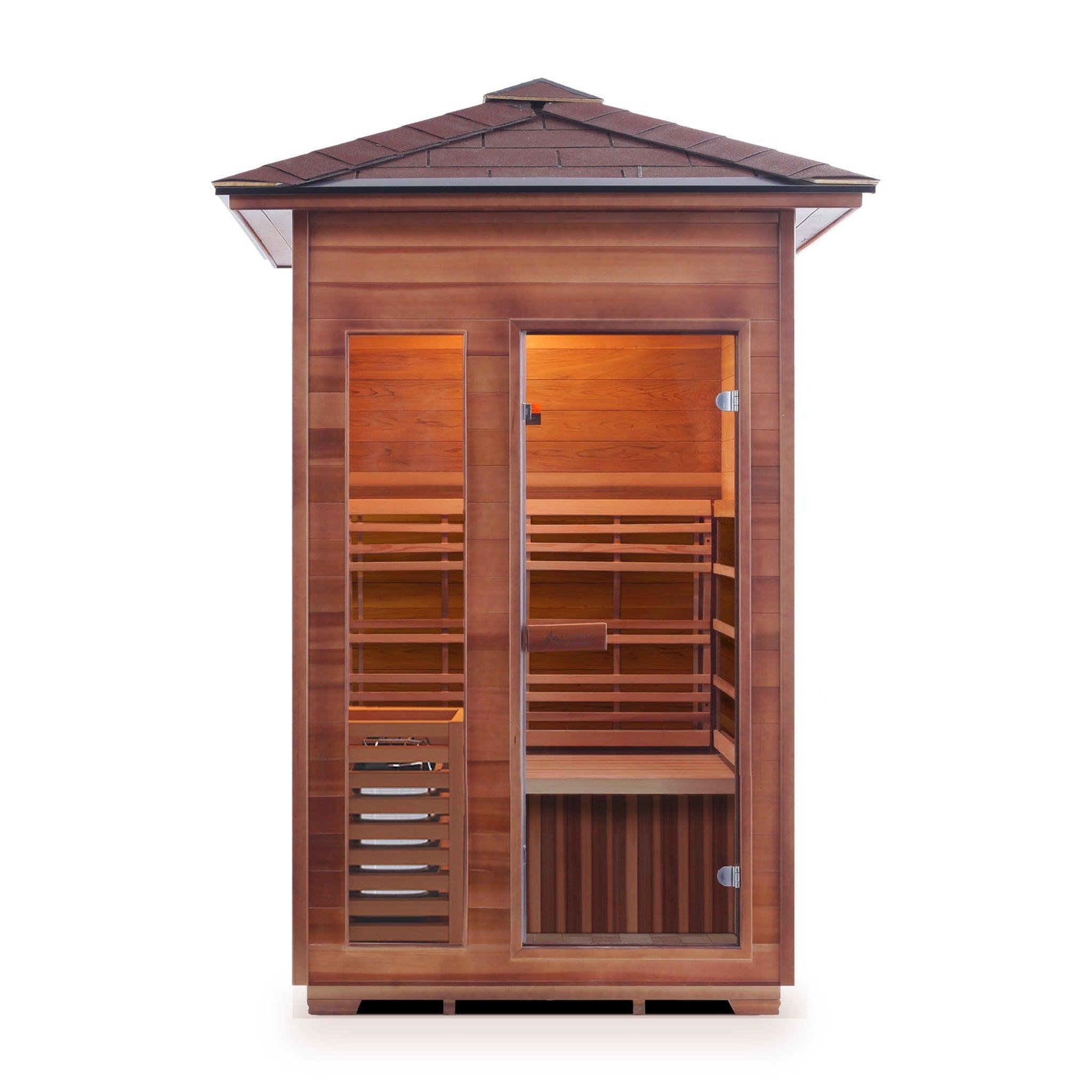 Enlighten Sauna, Enlighten SaunaTerra SunRise 2-Person Peak Roof Dry Traditional Outdoor Sauna