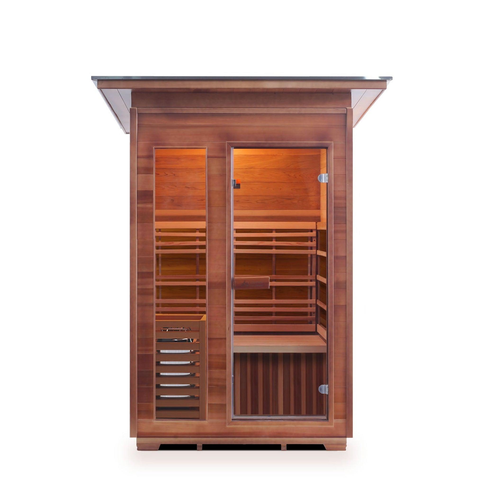 Enlighten Sauna, Enlighten SaunaTerra SunRise 2-Person Slope Roof Dry Traditional Outdoor Sauna