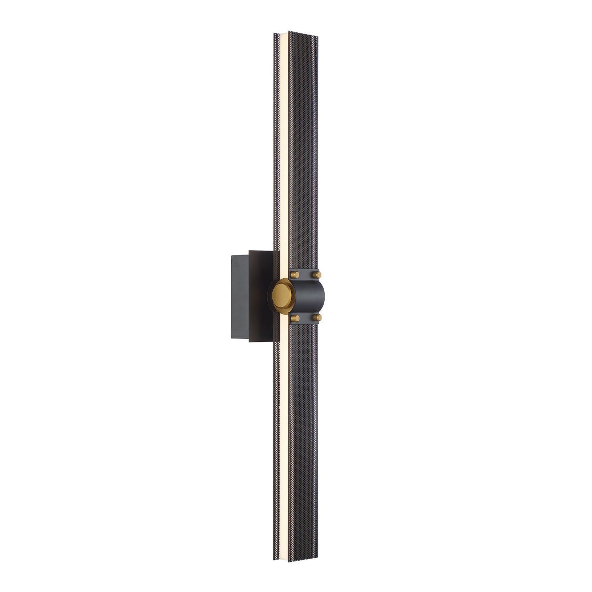 Eurofase Lighting, Eurofase Lighting Admiral 28" Large Rectangular Matte Black/Gold Metal Dimmable Integrated LED Wall Sconce With Soft White Acrylic Shade