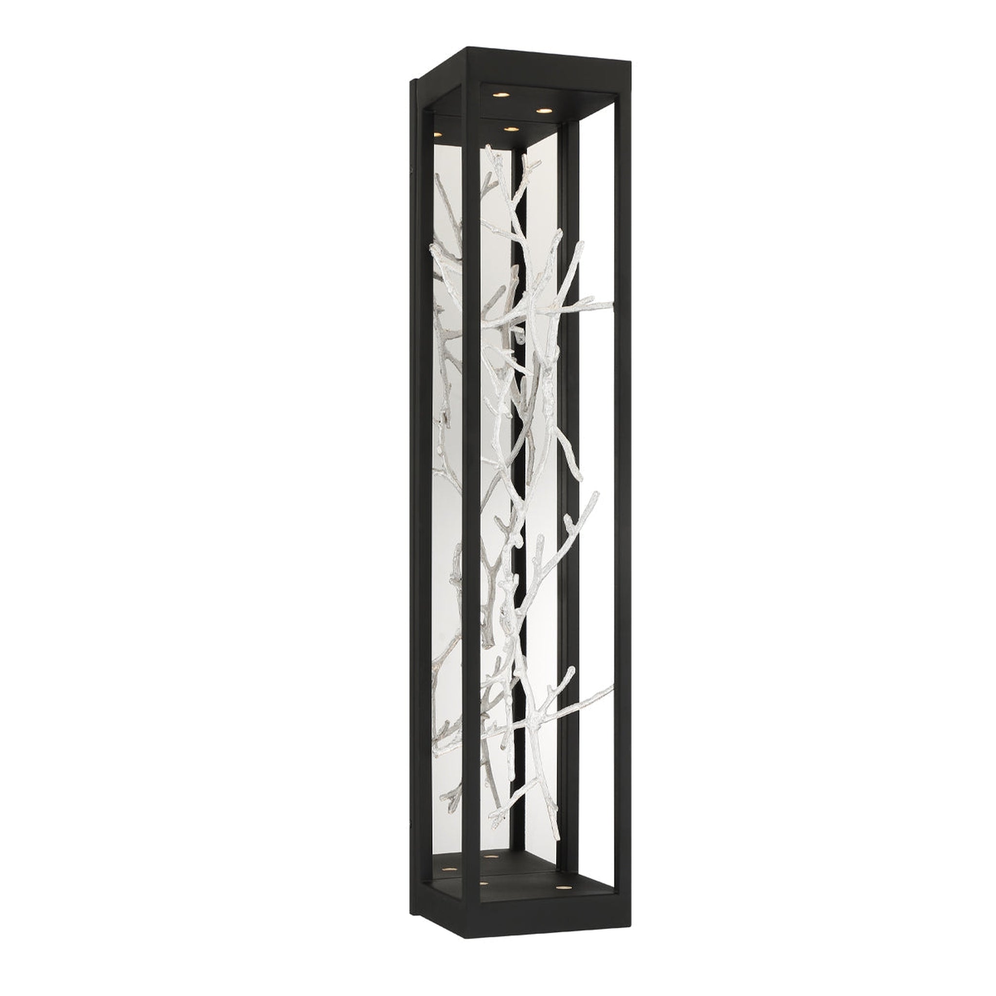 Eurofase Lighting, Eurofase Lighting Aerie 30" 4-Light Dimmable Integrated LED Rectangular Black Open-Cage Framed Wall Sconce With Silver Free-Flowing Gilded Branch Accents