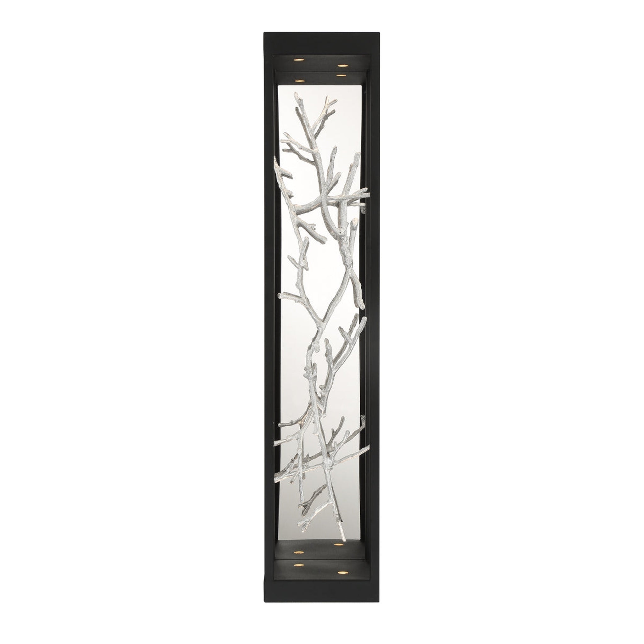 Eurofase Lighting, Eurofase Lighting Aerie 30" 4-Light Dimmable Integrated LED Rectangular Black Open-Cage Framed Wall Sconce With Silver Free-Flowing Gilded Branch Accents