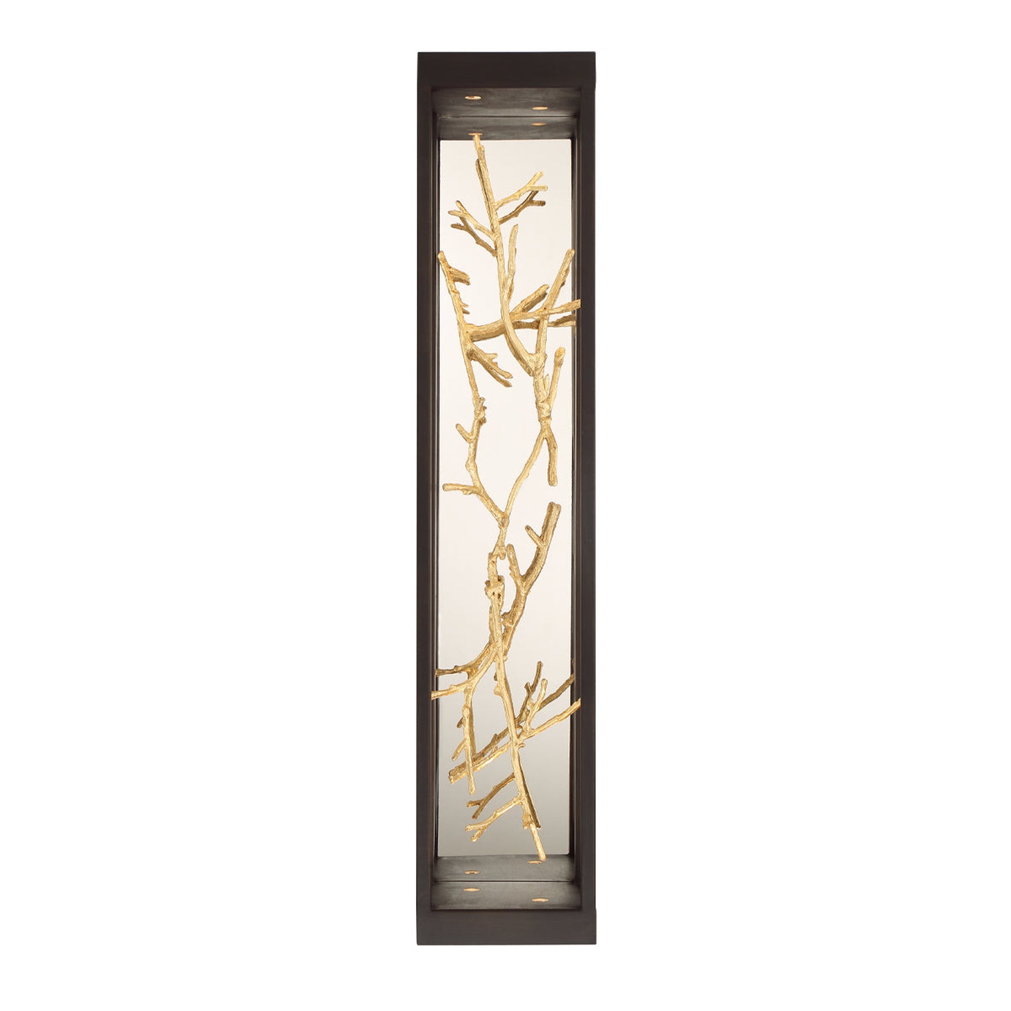 Eurofase Lighting, Eurofase Lighting Aerie 30" 4-Light Dimmable Integrated LED Rectangular Bronze Open-Cage Framed Wall Sconce With Gold Free-Flowing Gilded Branch Accents