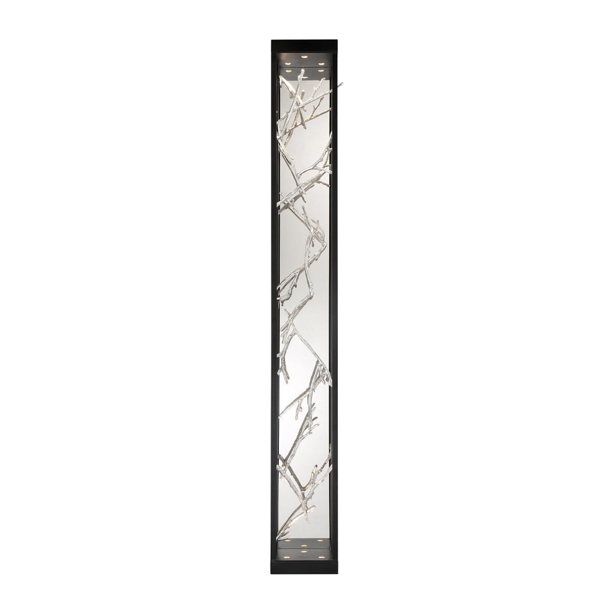 Eurofase Lighting, Eurofase Lighting Aerie 48" 6-Light Dimmable Integrated LED Rectangular Black Open-Cage Framed Wall Sconce With Silver Free-Flowing Gilded Branch Accents