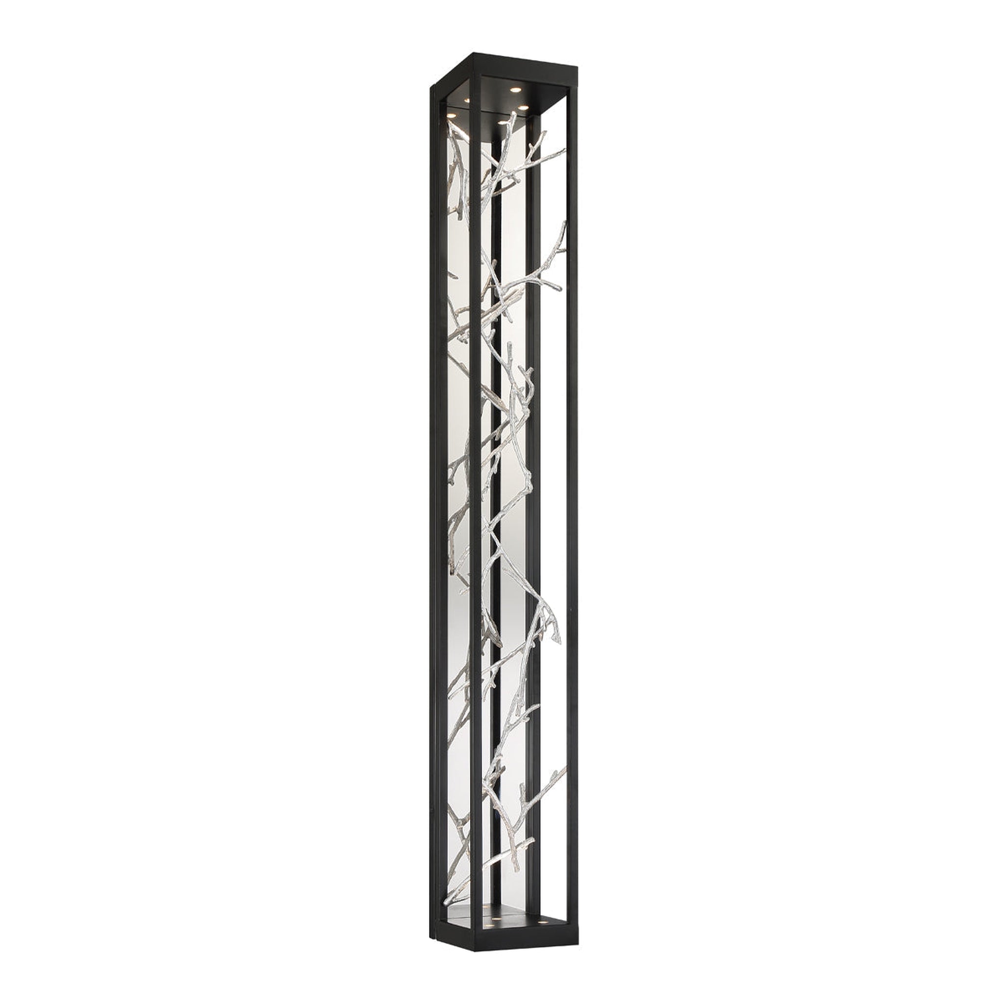 Eurofase Lighting, Eurofase Lighting Aerie 48" 6-Light Dimmable Integrated LED Rectangular Black Open-Cage Framed Wall Sconce With Silver Free-Flowing Gilded Branch Accents