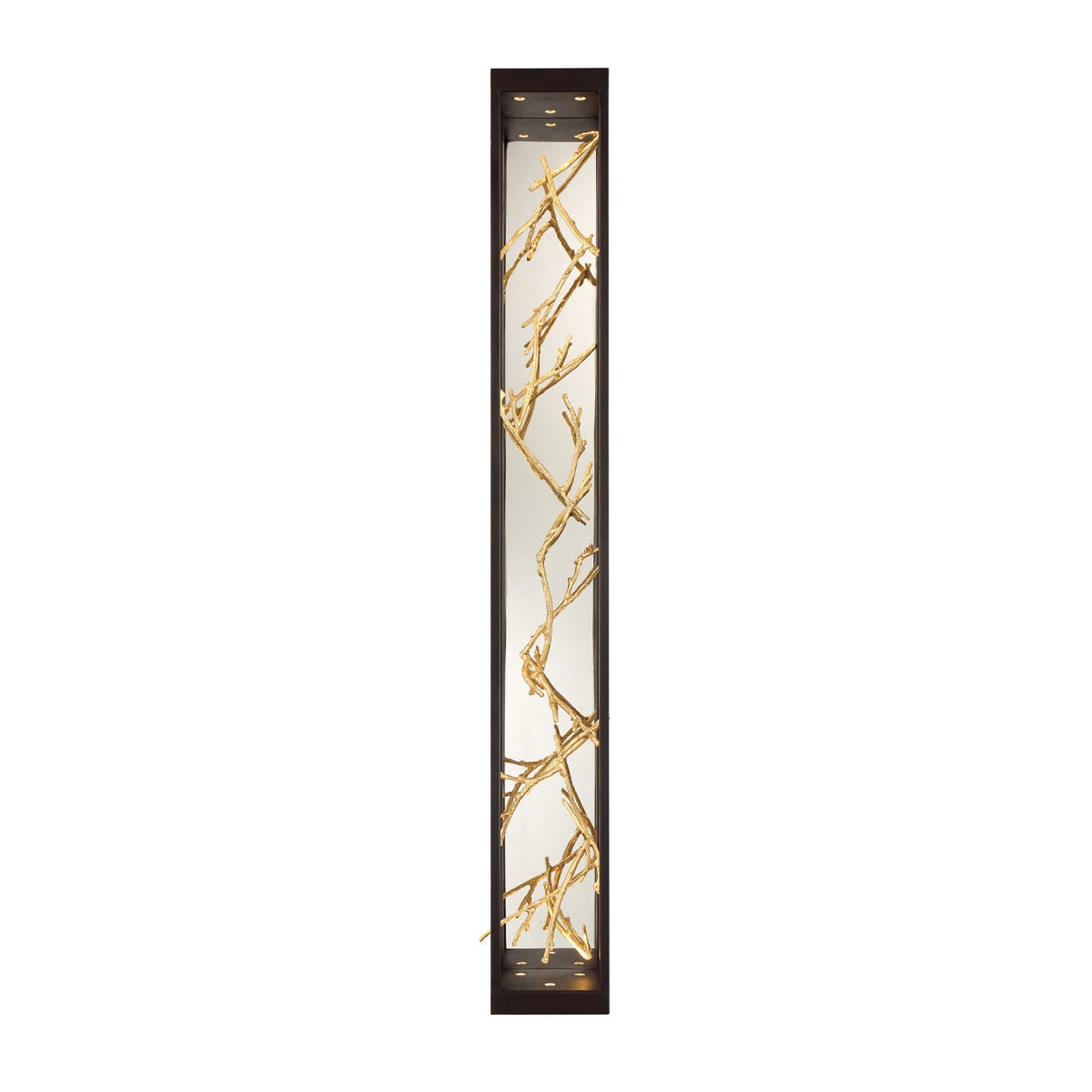 Eurofase Lighting, Eurofase Lighting Aerie 48" 6-Light Dimmable Integrated LED Rectangular Bronze Open-Cage Framed Wall Sconce With Gold Free-Flowing Gilded Branch Accents