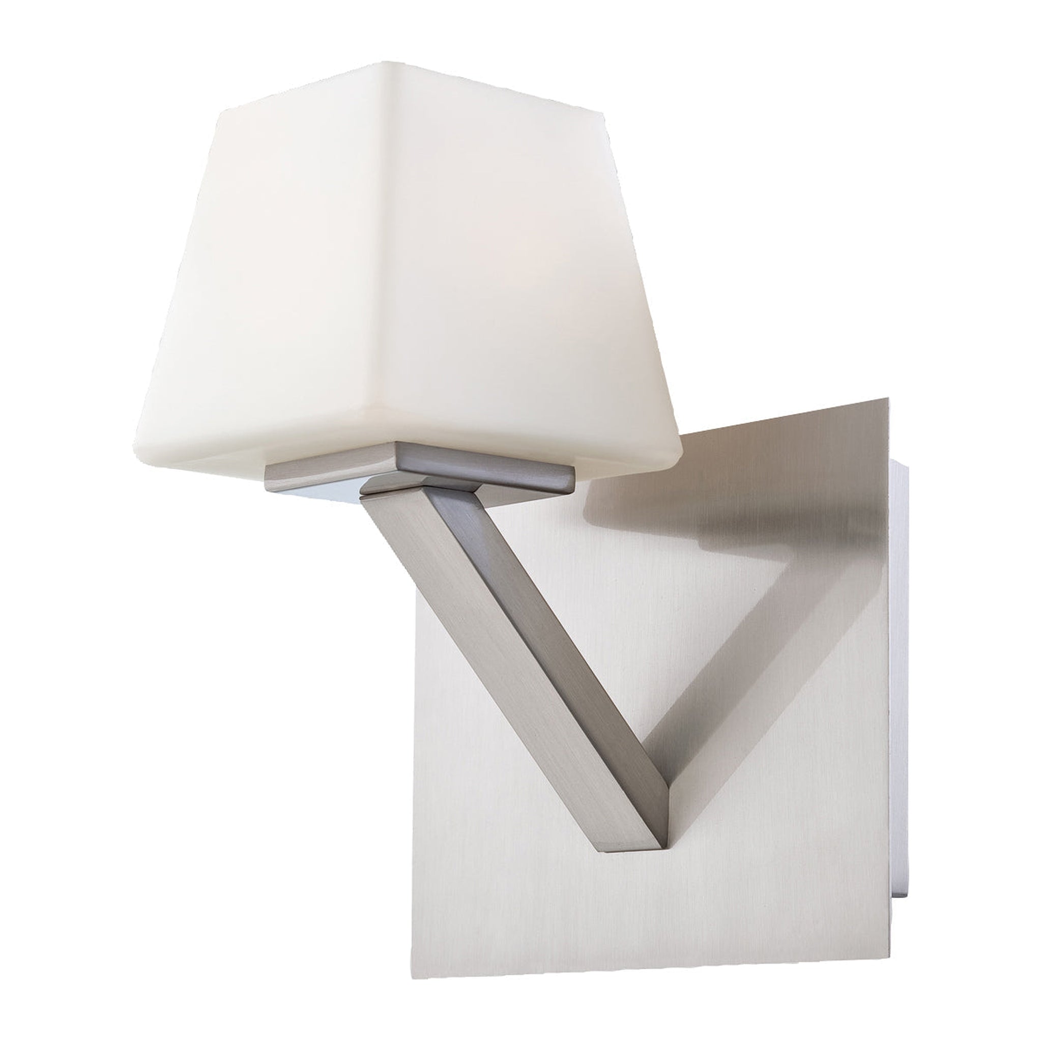 Eurofase Lighting, Eurofase Lighting Anglo 7" Dimmable Halogen Bulb Satin Nickel Wall Sconce With Opal White Shade