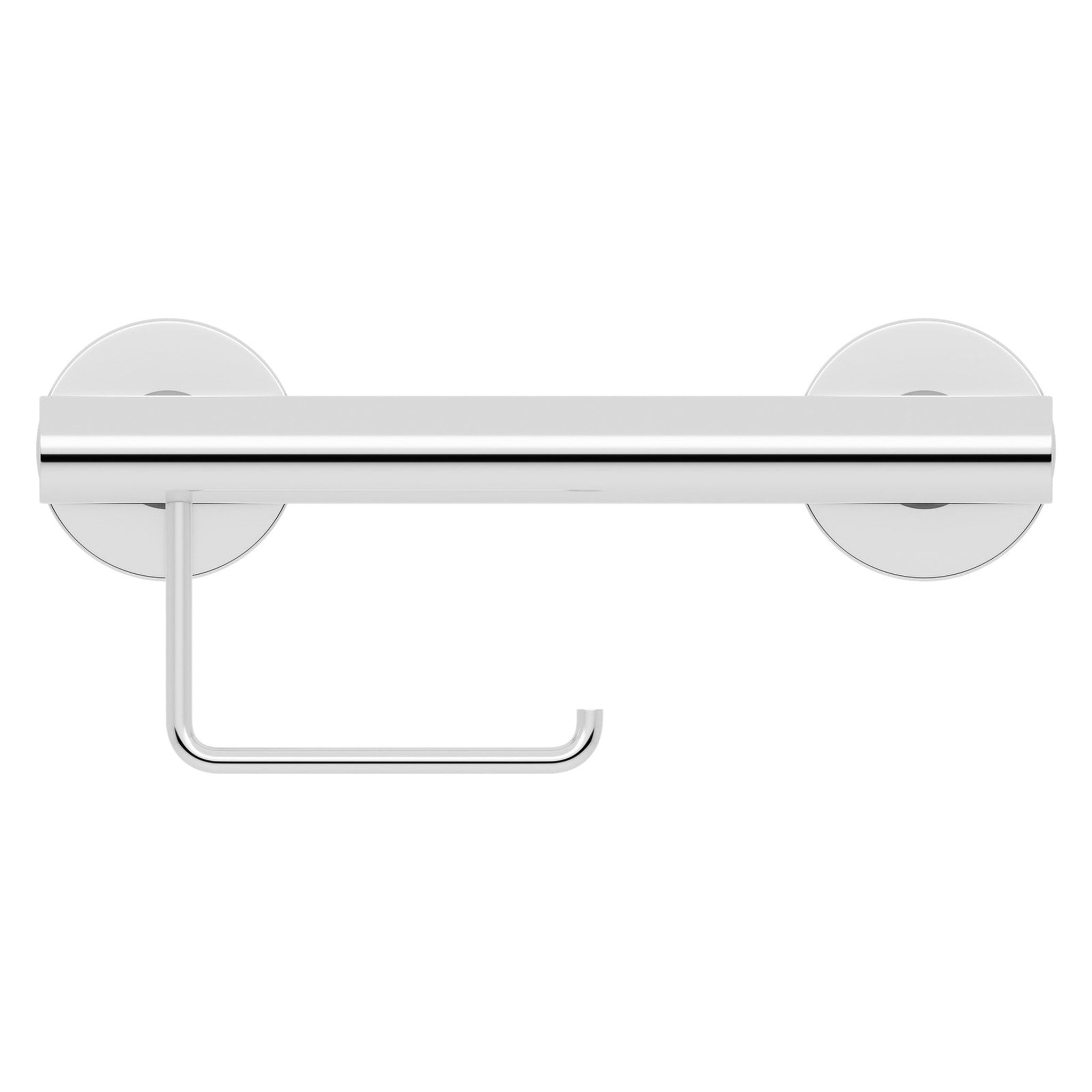 Evekare, Evekare 12" Polished Stainless Steel Concealed Mount Grab Bar With Integrated Toilet Roll Holder