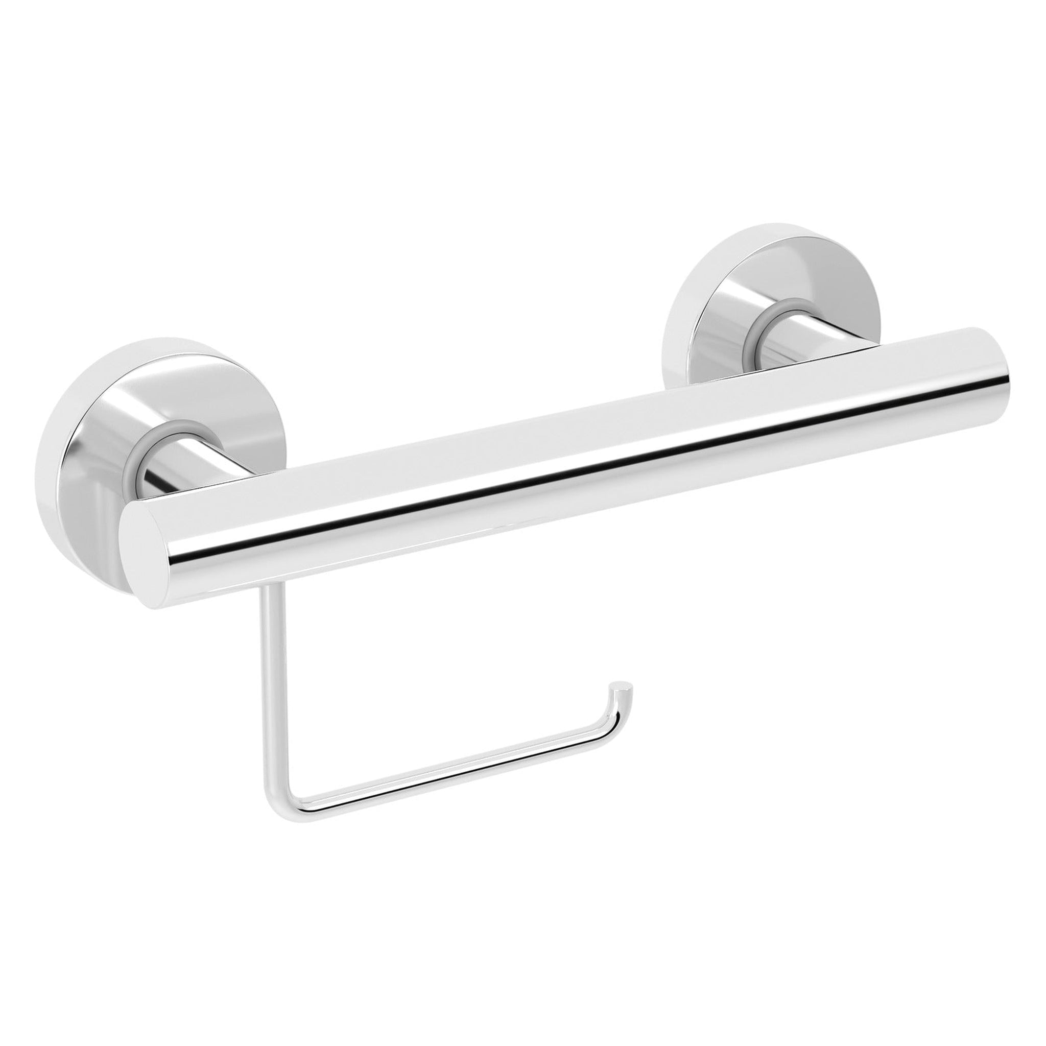 Evekare, Evekare 12" Polished Stainless Steel Concealed Mount Grab Bar With Integrated Toilet Roll Holder