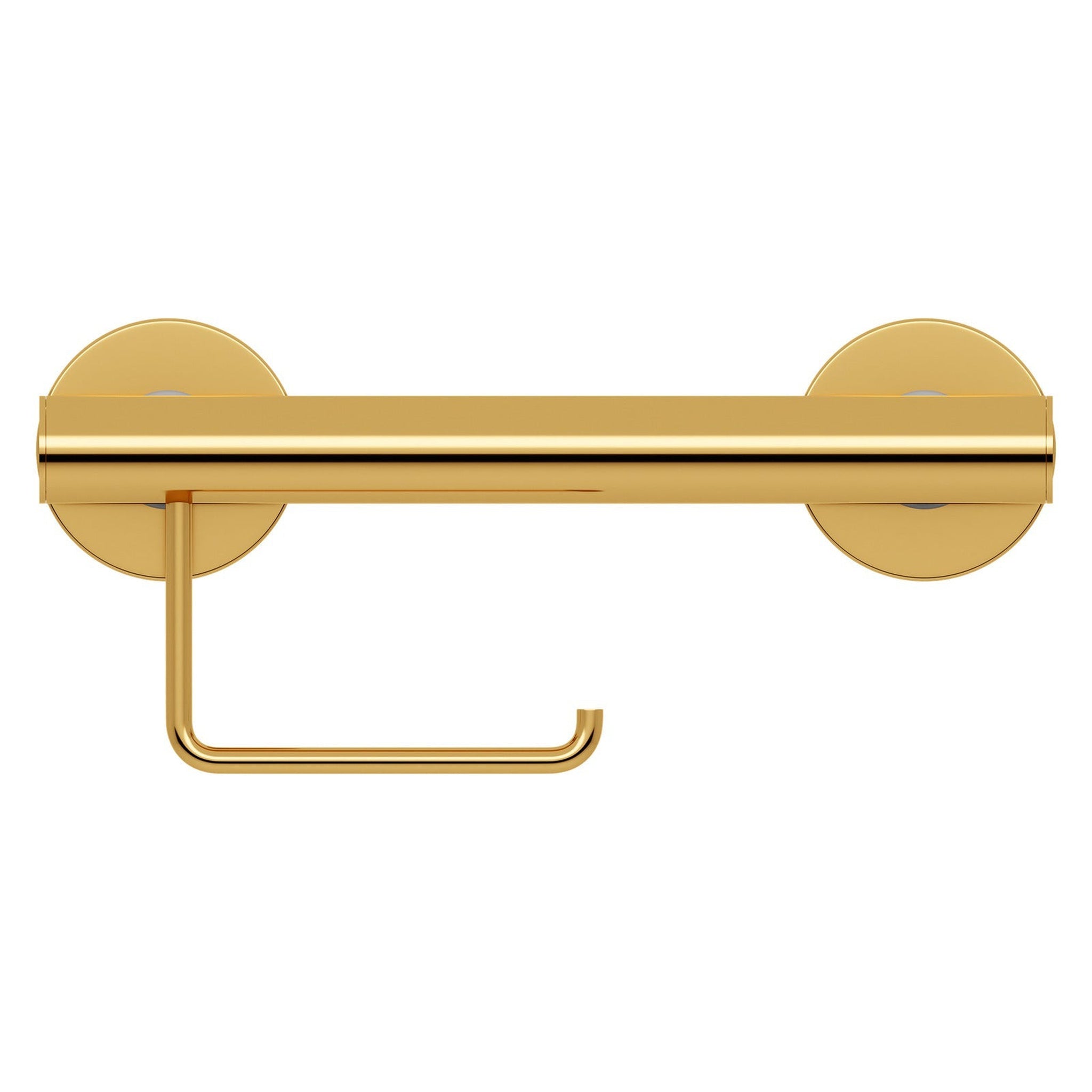 Evekare, Evekare 12" Stainless Steel Concealed Mount Grab Bar With Integrated Toilet Roll Holder in Gold