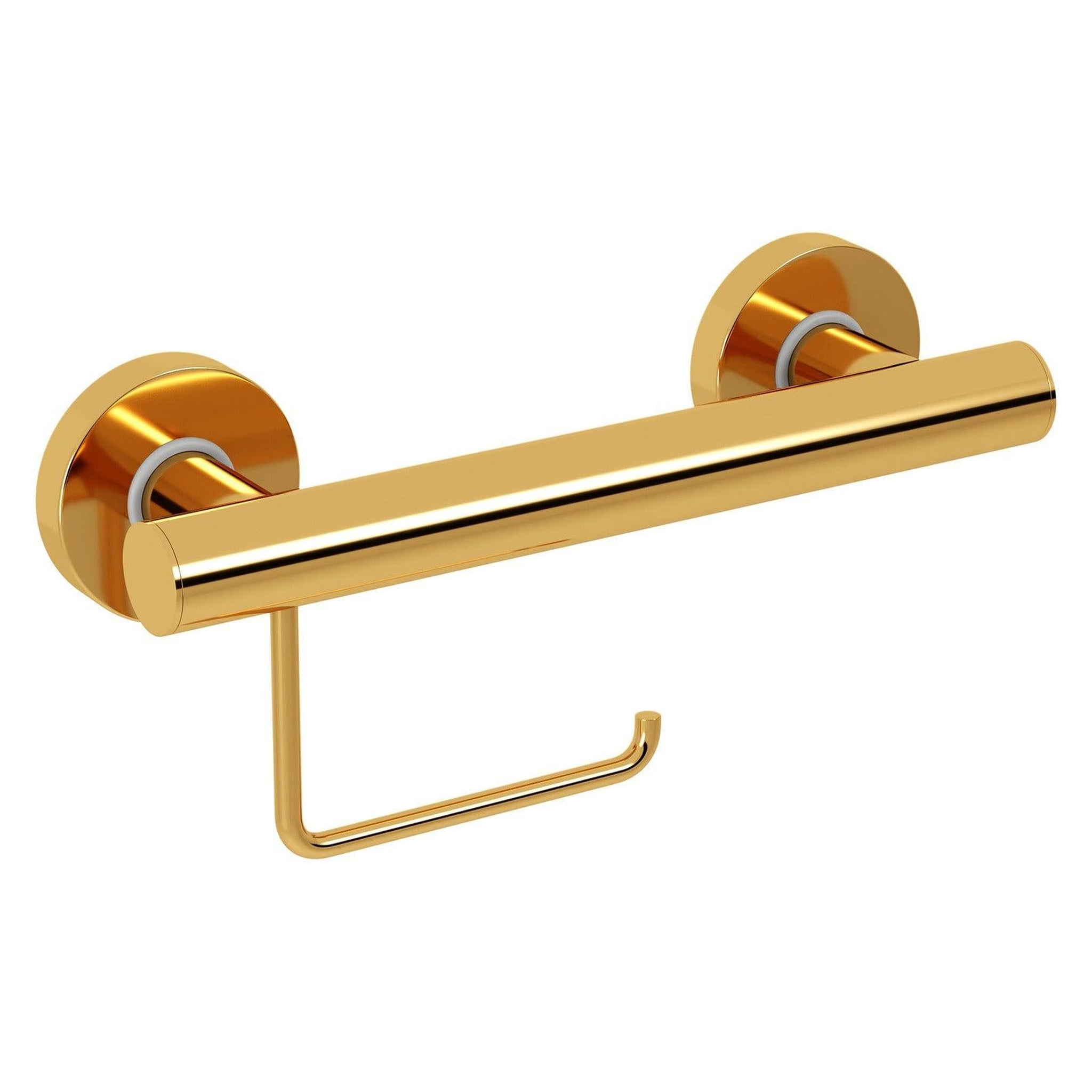 Evekare, Evekare 12" Stainless Steel Concealed Mount Grab Bar With Integrated Toilet Roll Holder in Gold