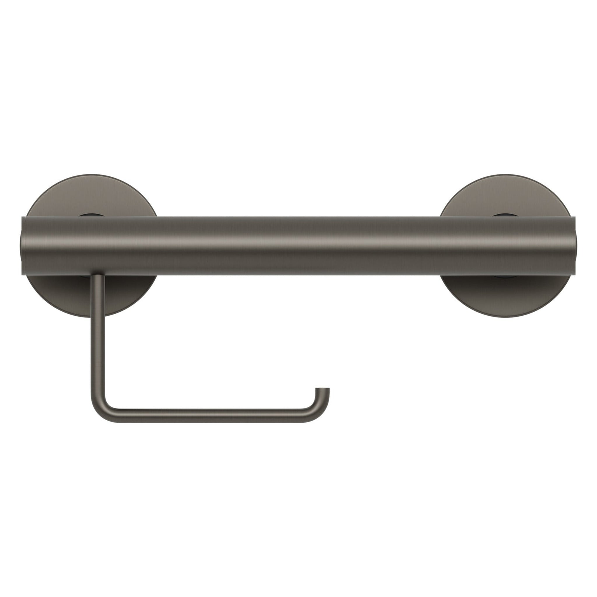 Evekare, Evekare 12" Stainless Steel Concealed Mount Grab Bar With Integrated Toilet Roll Holder in Gunmetal