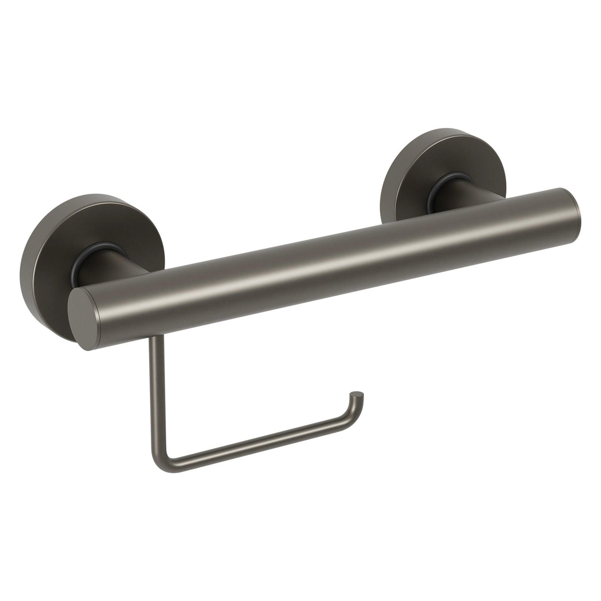 Evekare, Evekare 12" Stainless Steel Concealed Mount Grab Bar With Integrated Toilet Roll Holder in Gunmetal