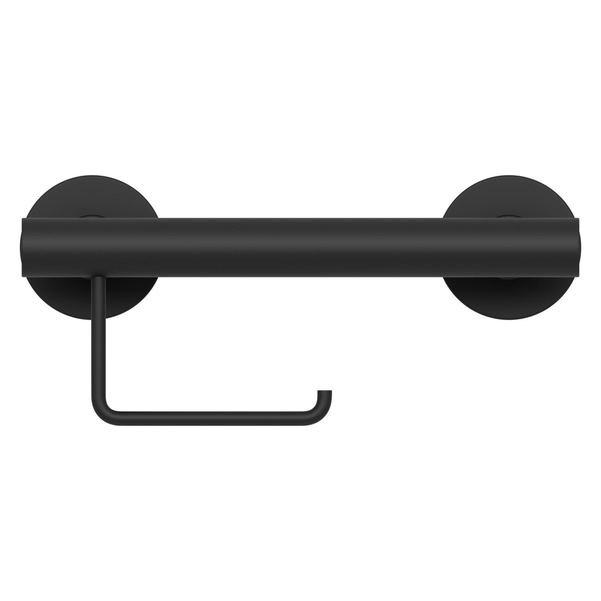 Evekare, Evekare 12" Stainless Steel Concealed Mount Grab Bar With Integrated Toilet Roll Holder in Matte black