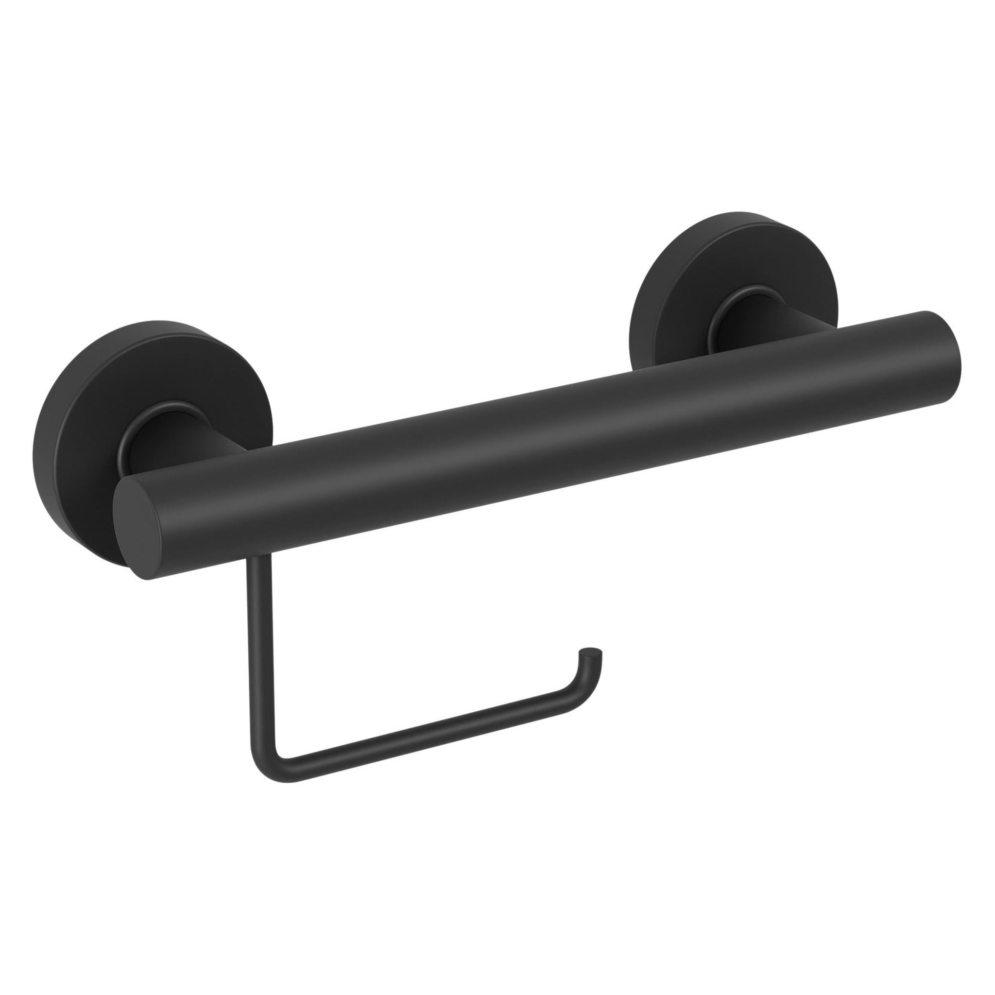 Evekare, Evekare 12" Stainless Steel Concealed Mount Grab Bar With Integrated Toilet Roll Holder in Matte black